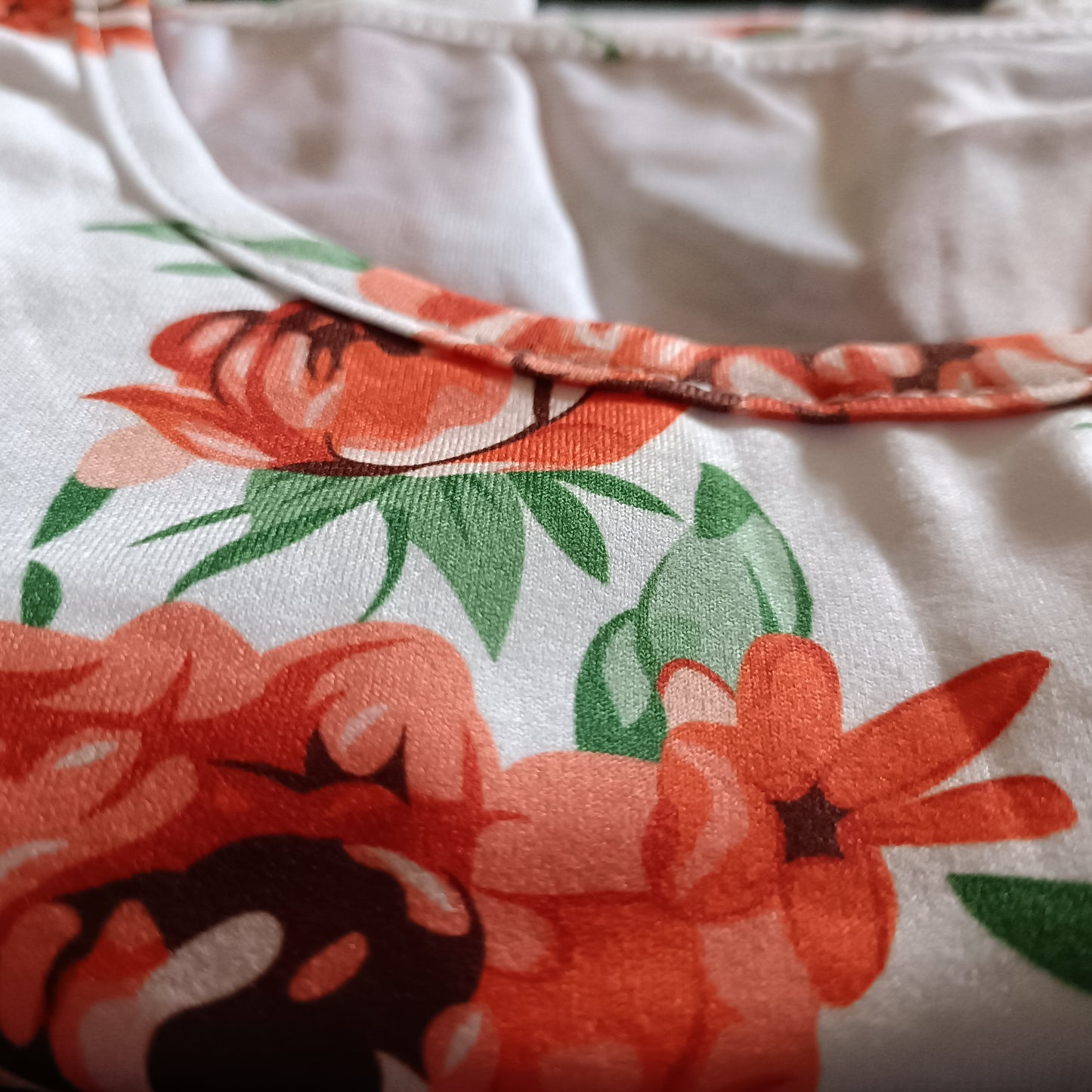 White T-Shirt with Orange Flower Print
