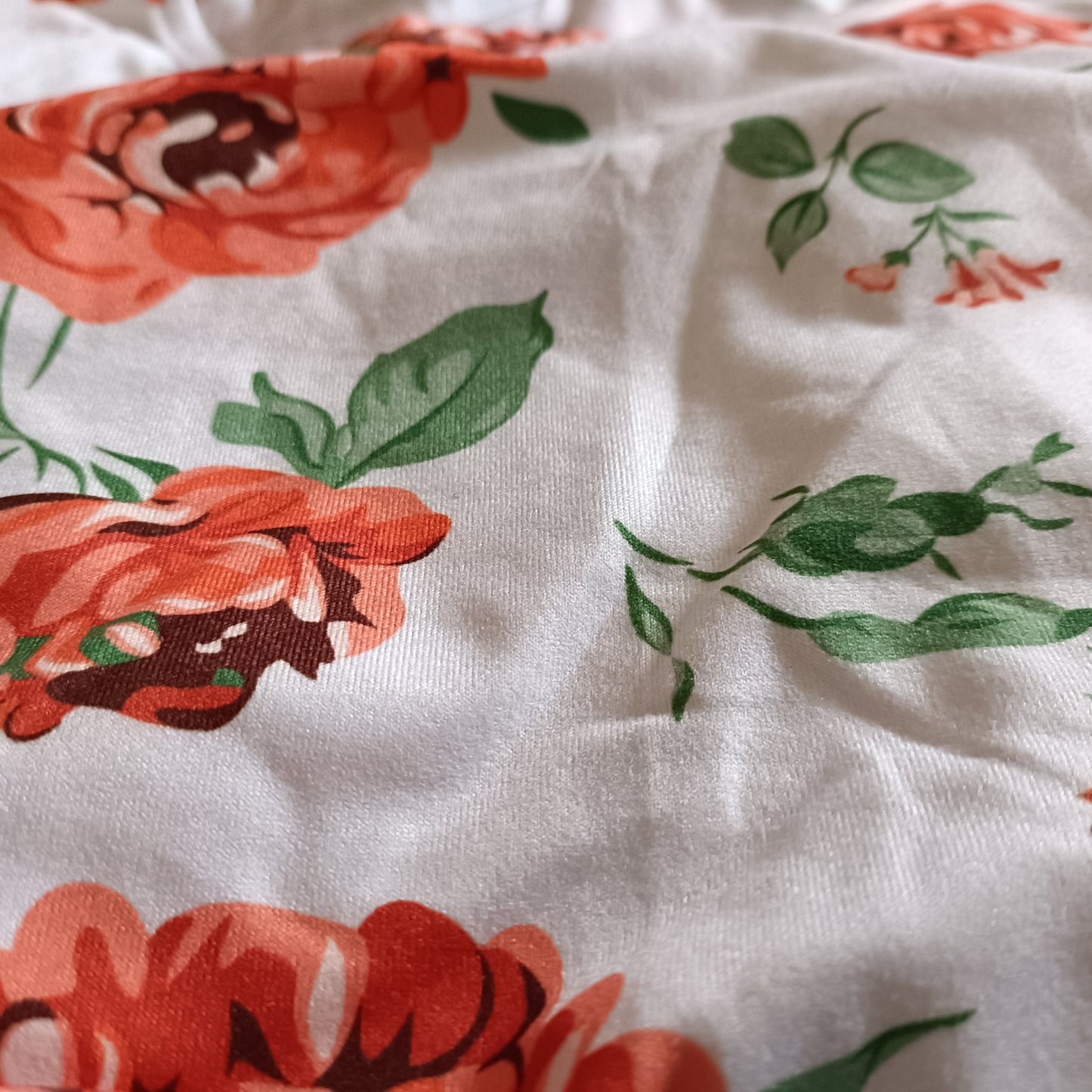 White T-Shirt with Orange Flower Print