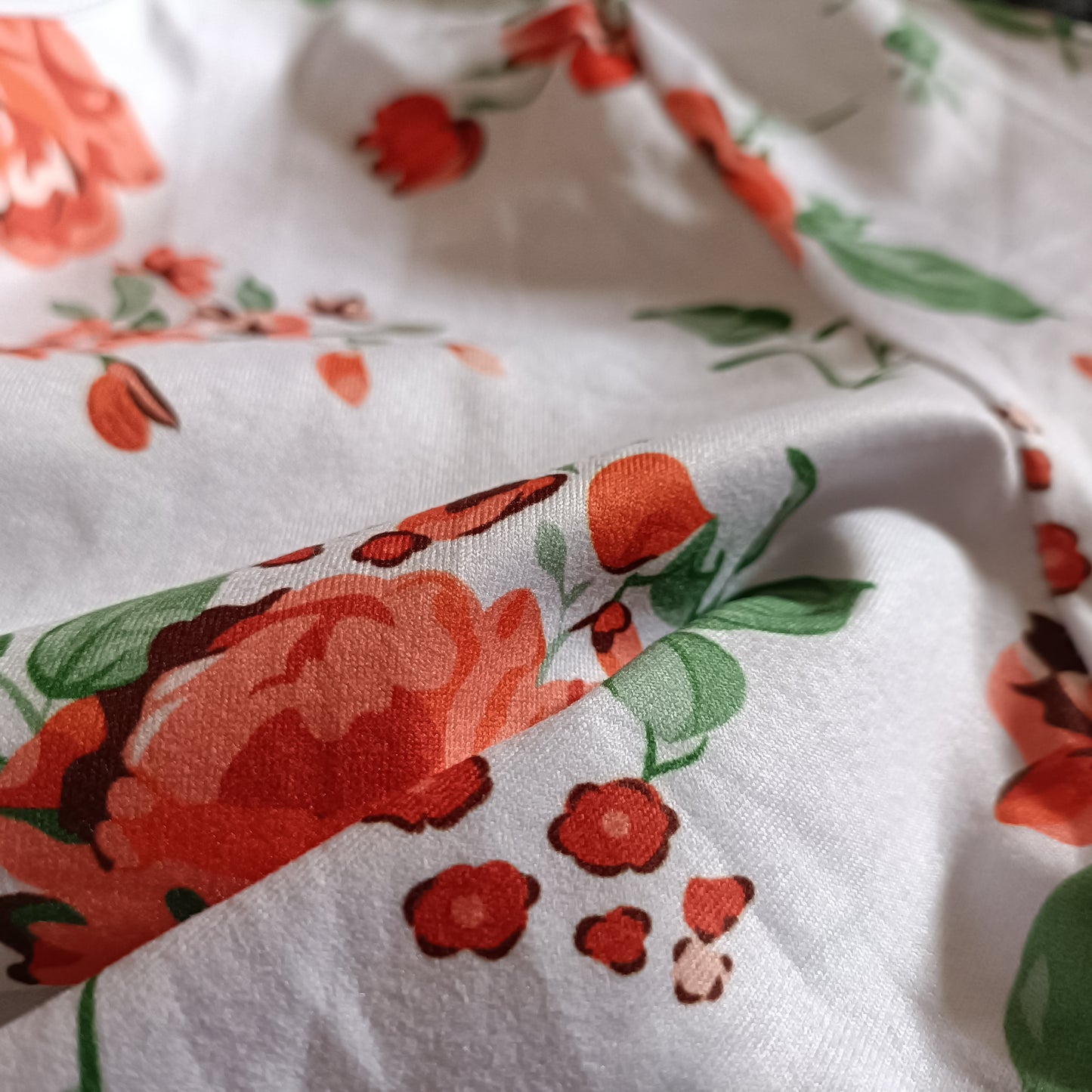 White T-Shirt with Orange Flower Print
