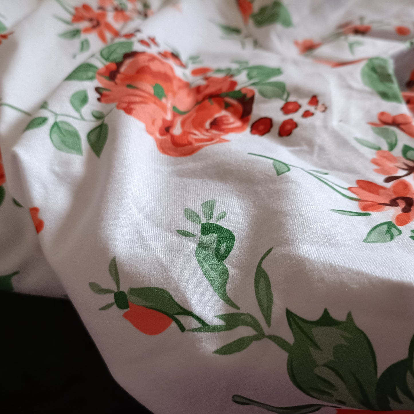 White T-Shirt with Orange Flower Print