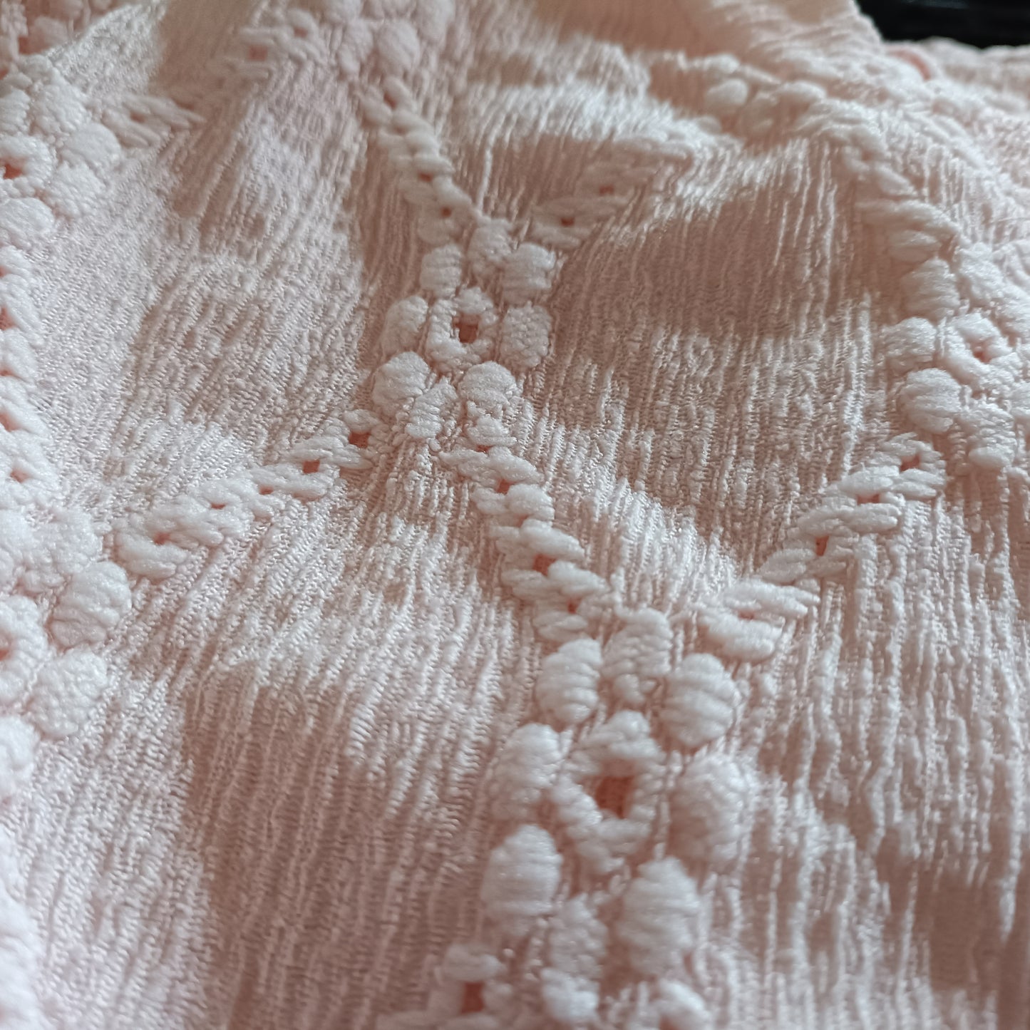 Pink Eyelet Embroidery T Shirt with Lace Sleeve Detail