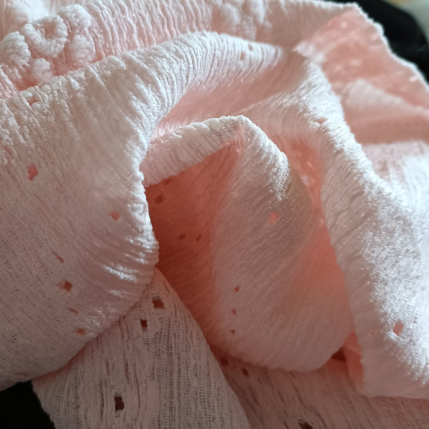 Pink Eyelet Embroidery T Shirt with Lace Sleeve Detail