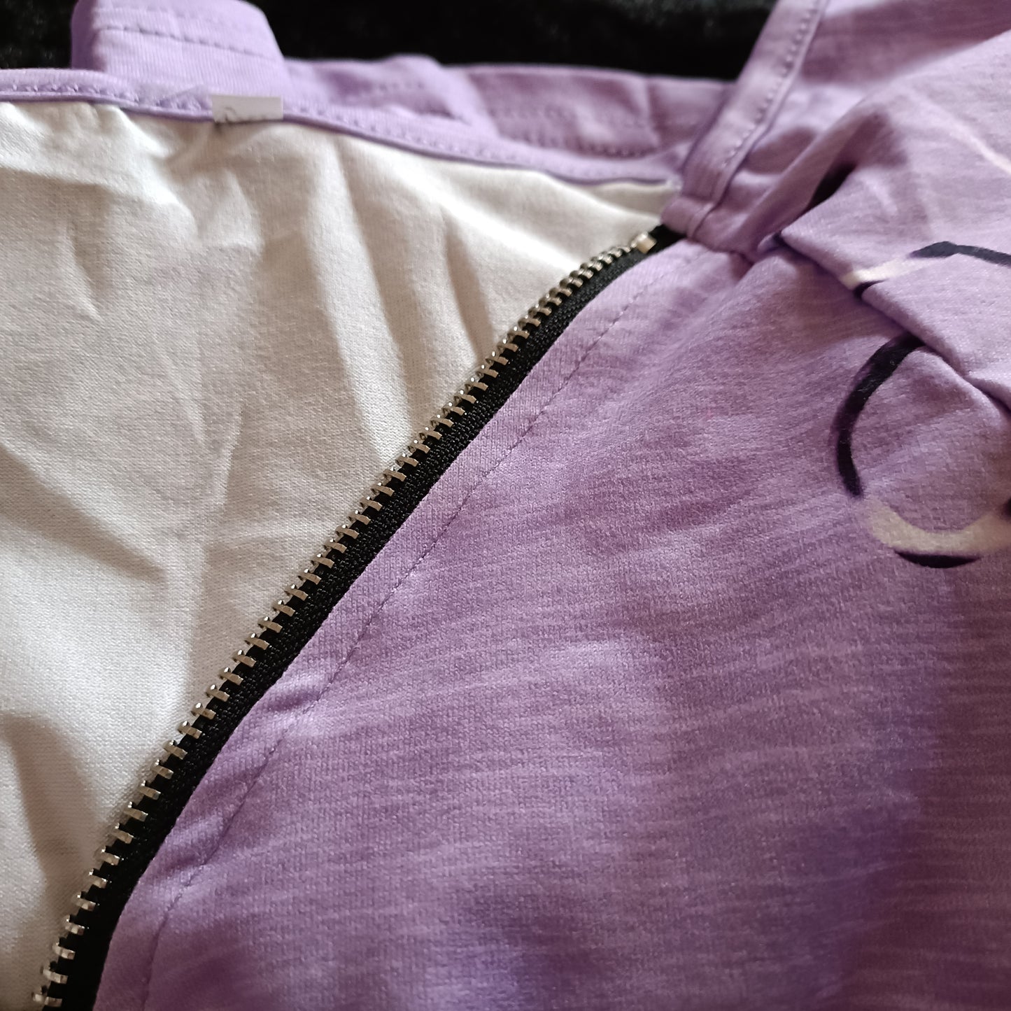Lilac Cold Shoulder Top with Heart Print and Faux Zip Detail