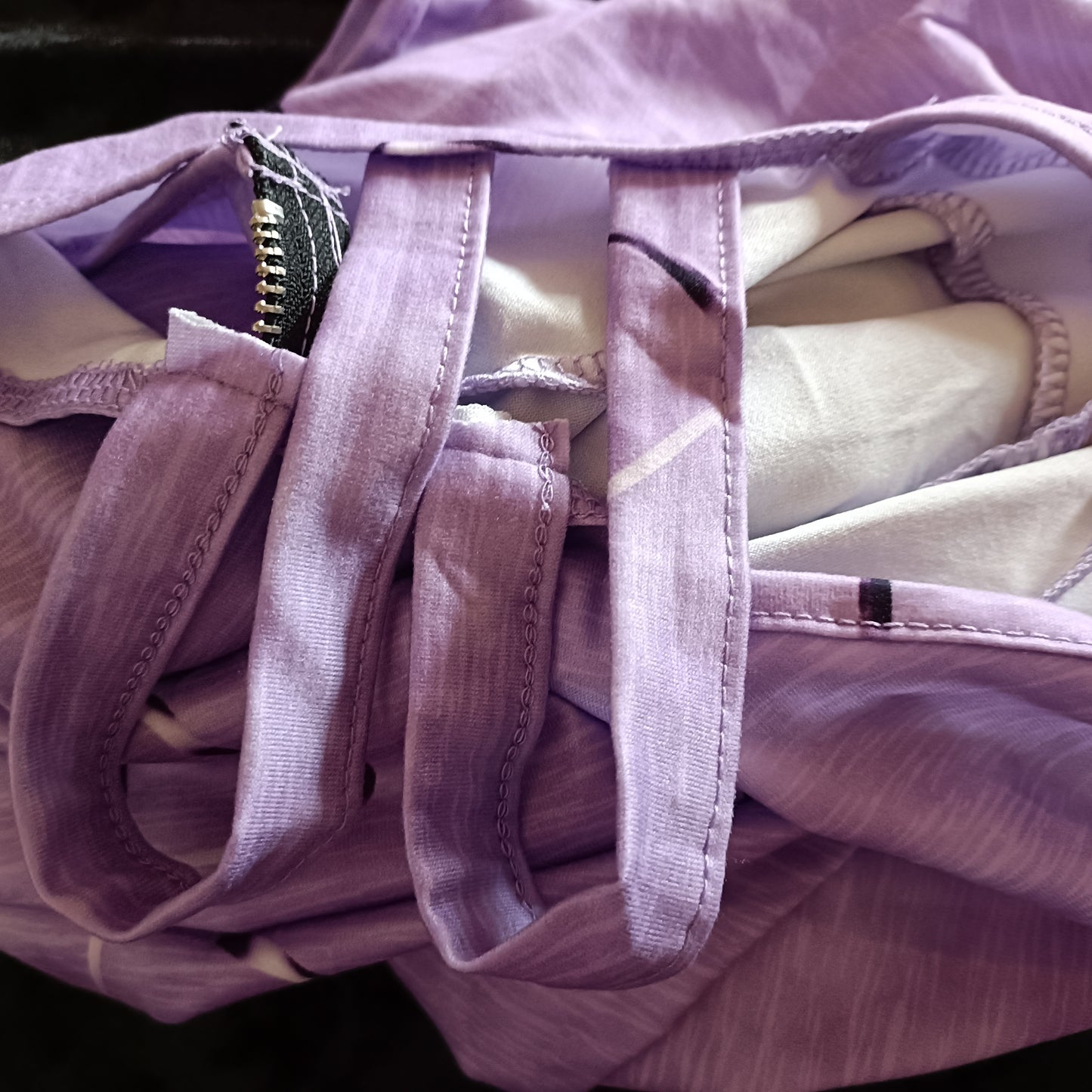 Lilac Cold Shoulder Top with Heart Print and Faux Zip Detail