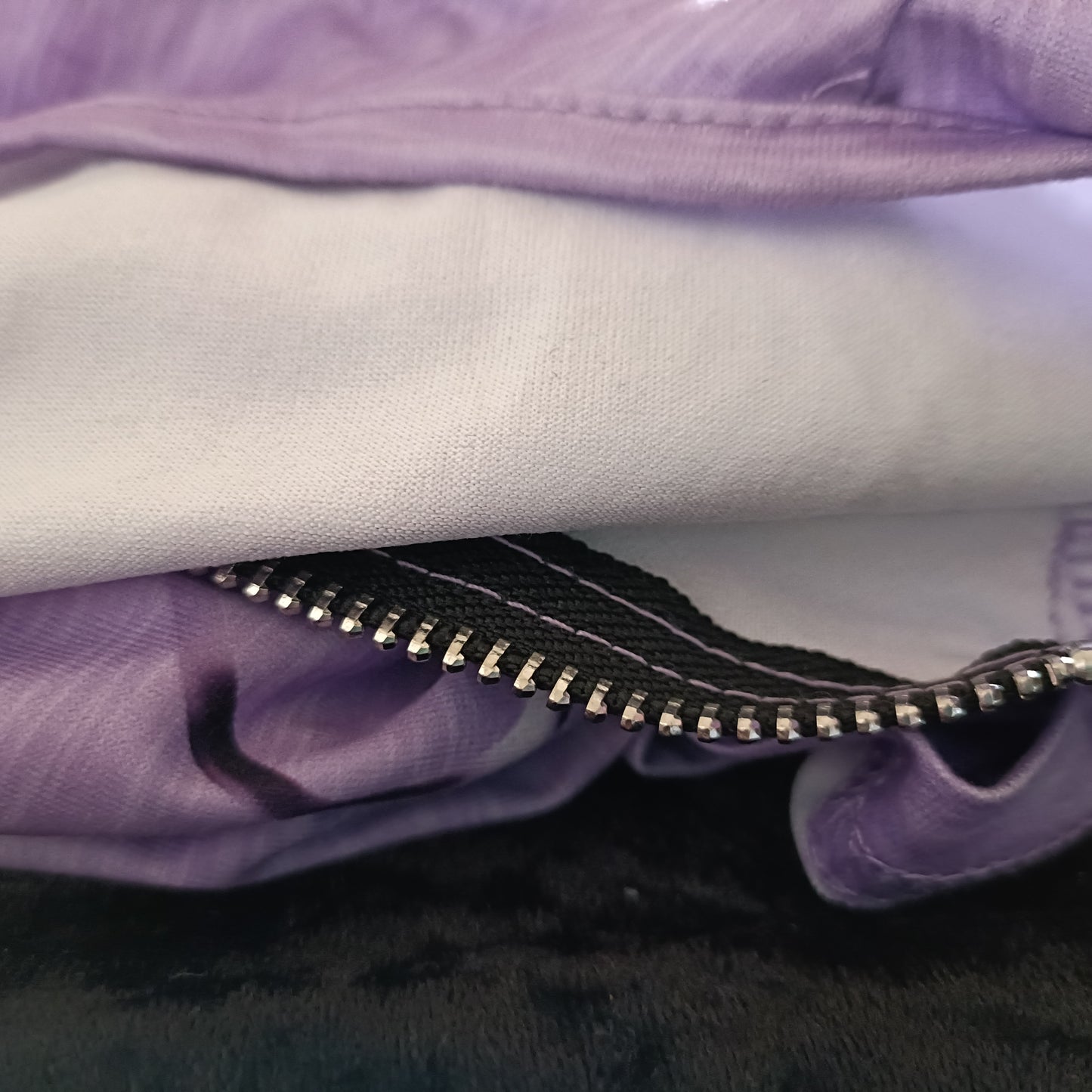 Lilac Cold Shoulder Top with Heart Print and Faux Zip Detail