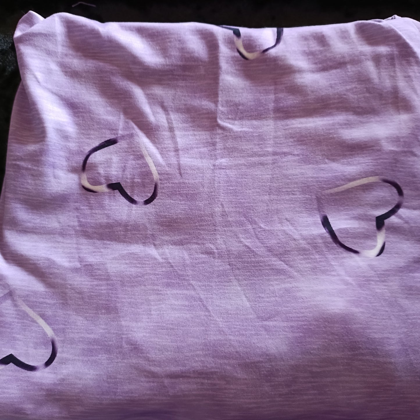 Lilac Cold Shoulder Top with Heart Print and Faux Zip Detail