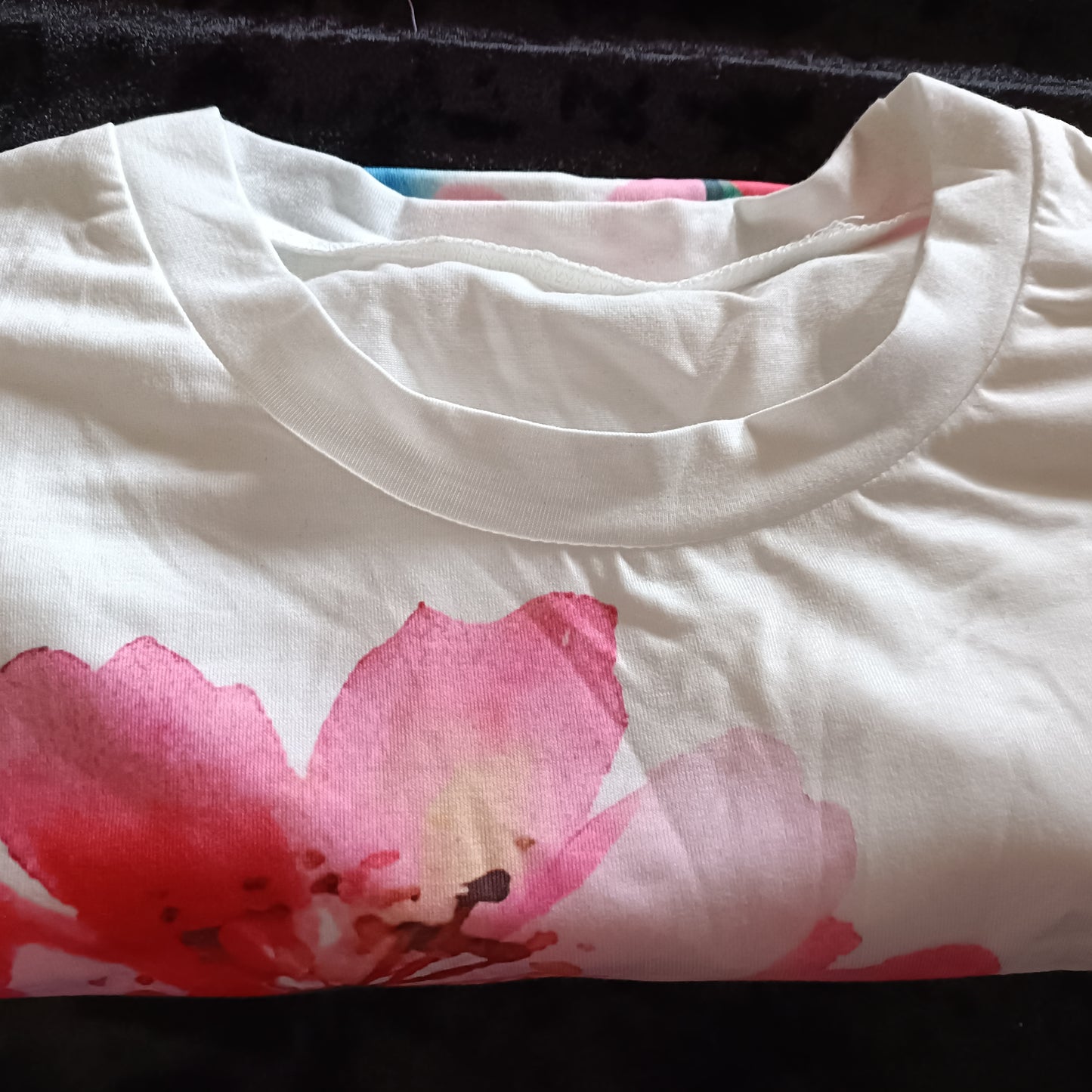 White Watercolour Floral Print T Shirt