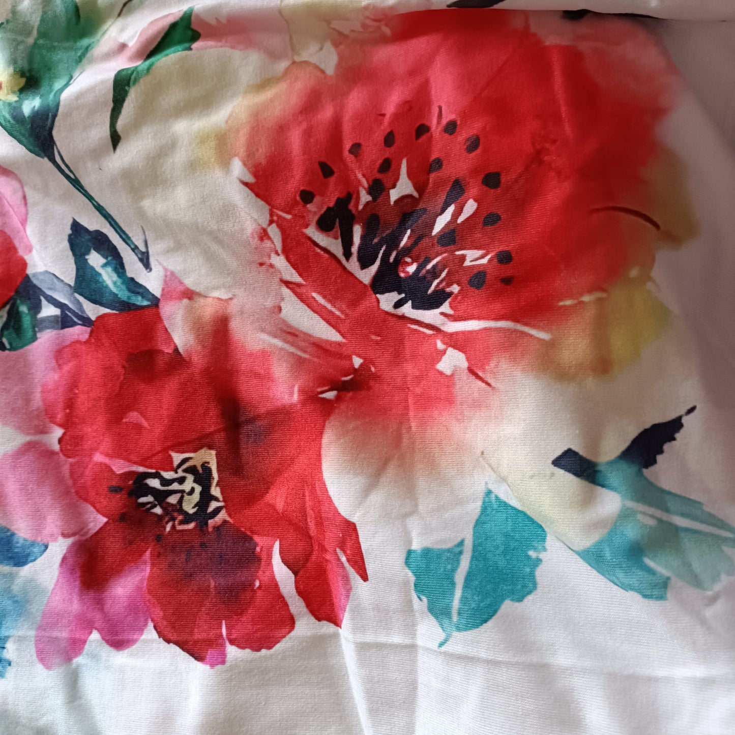 White Watercolour Floral Print T Shirt