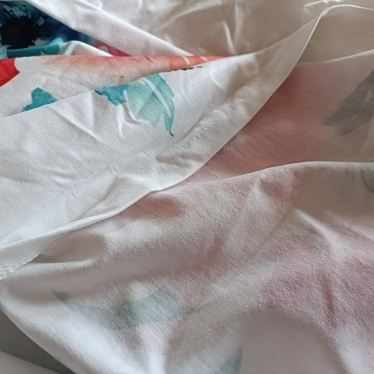 White Watercolour Floral Print T Shirt