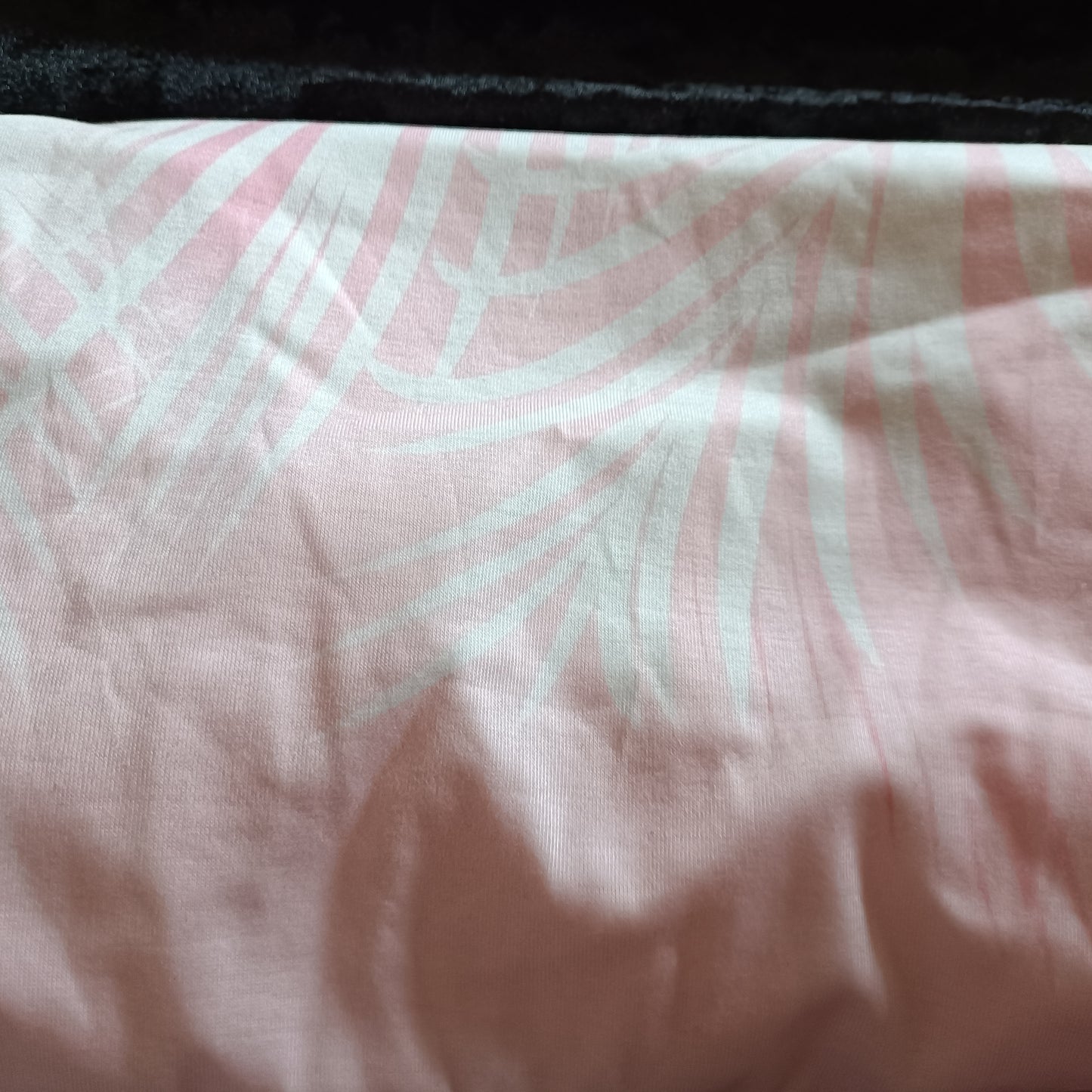 Pink Long Sleeve V Neck T Shirt with Palm Frond Design