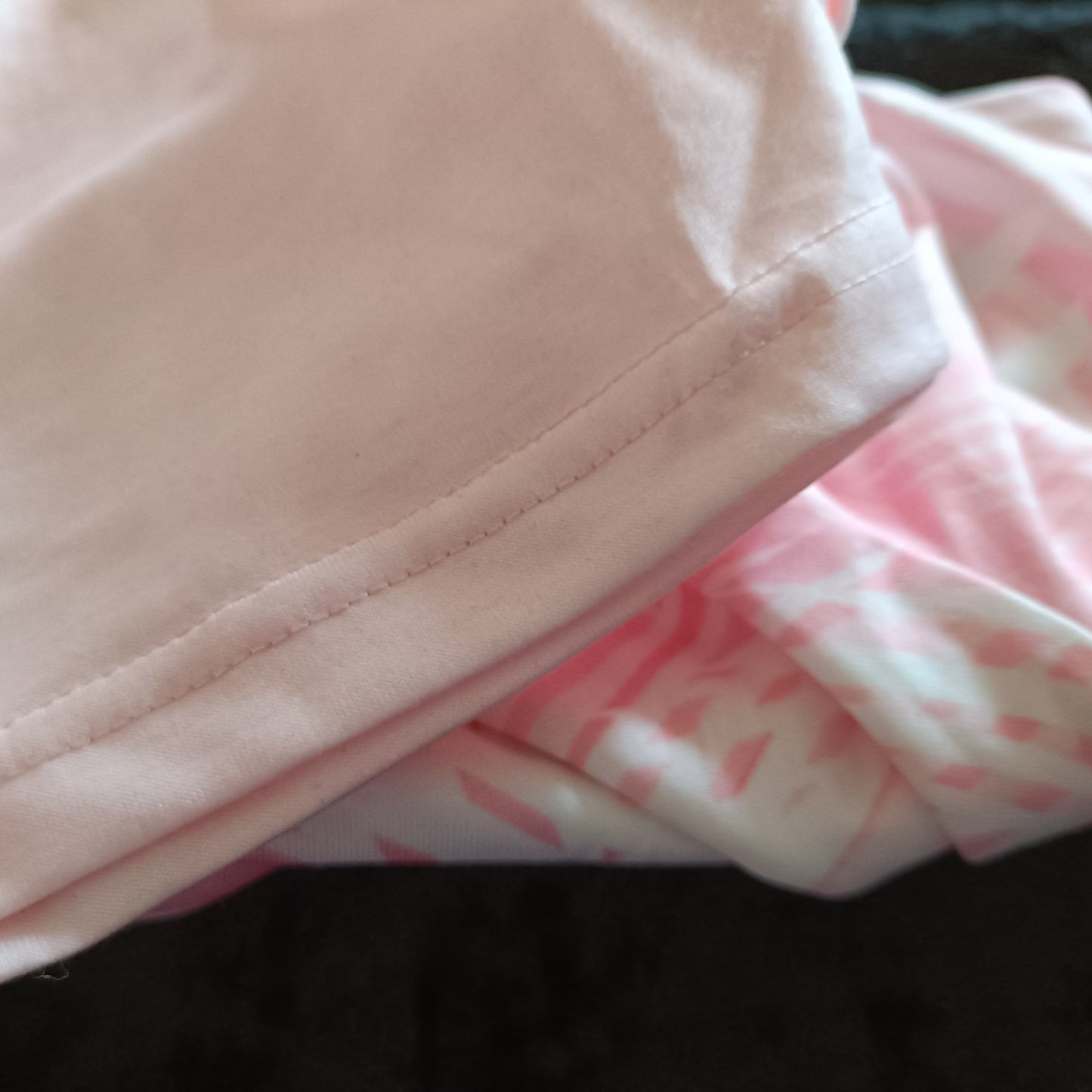 Pink Long Sleeve V Neck T Shirt with Palm Frond Design