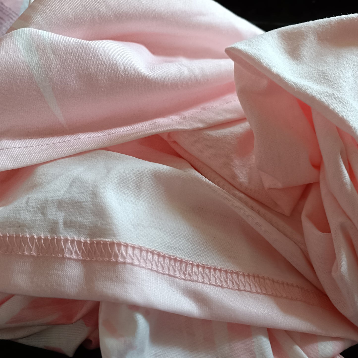 Pink Long Sleeve V Neck T Shirt with Palm Frond Design
