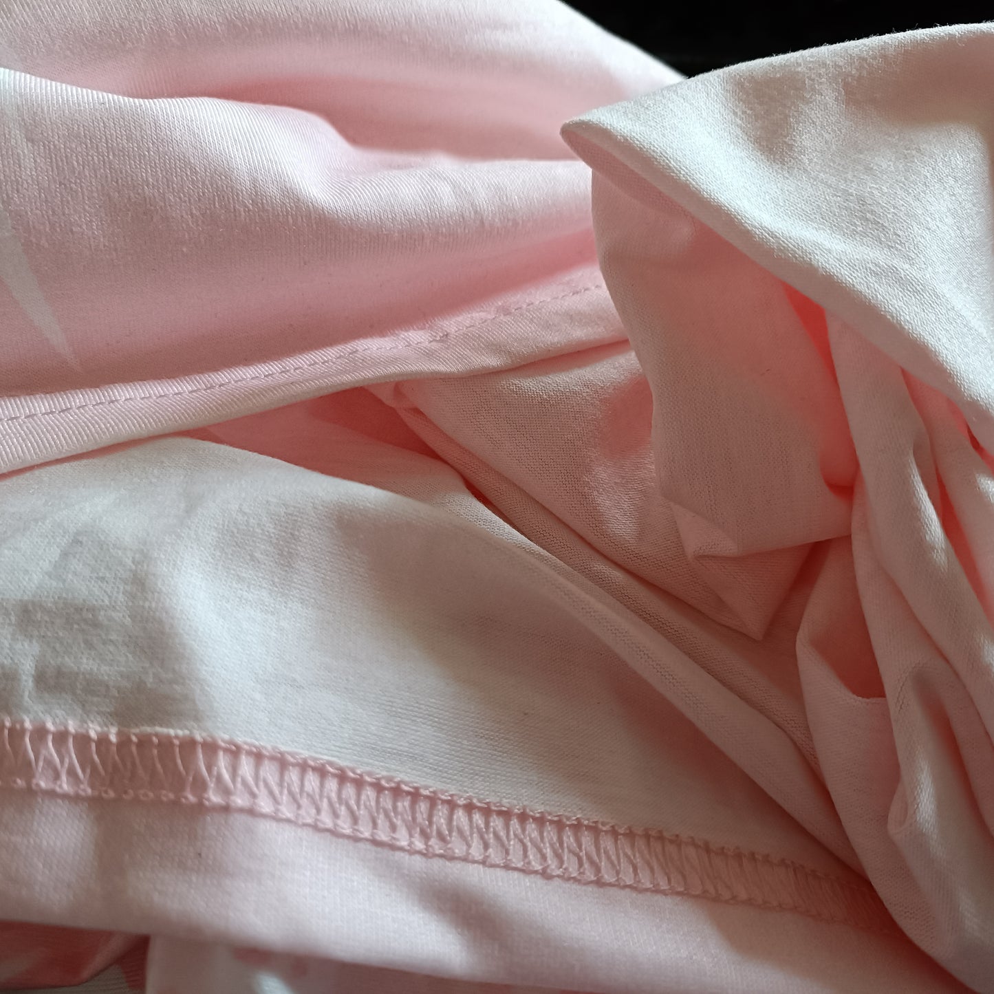 Pink Long Sleeve V Neck T Shirt with Palm Frond Design