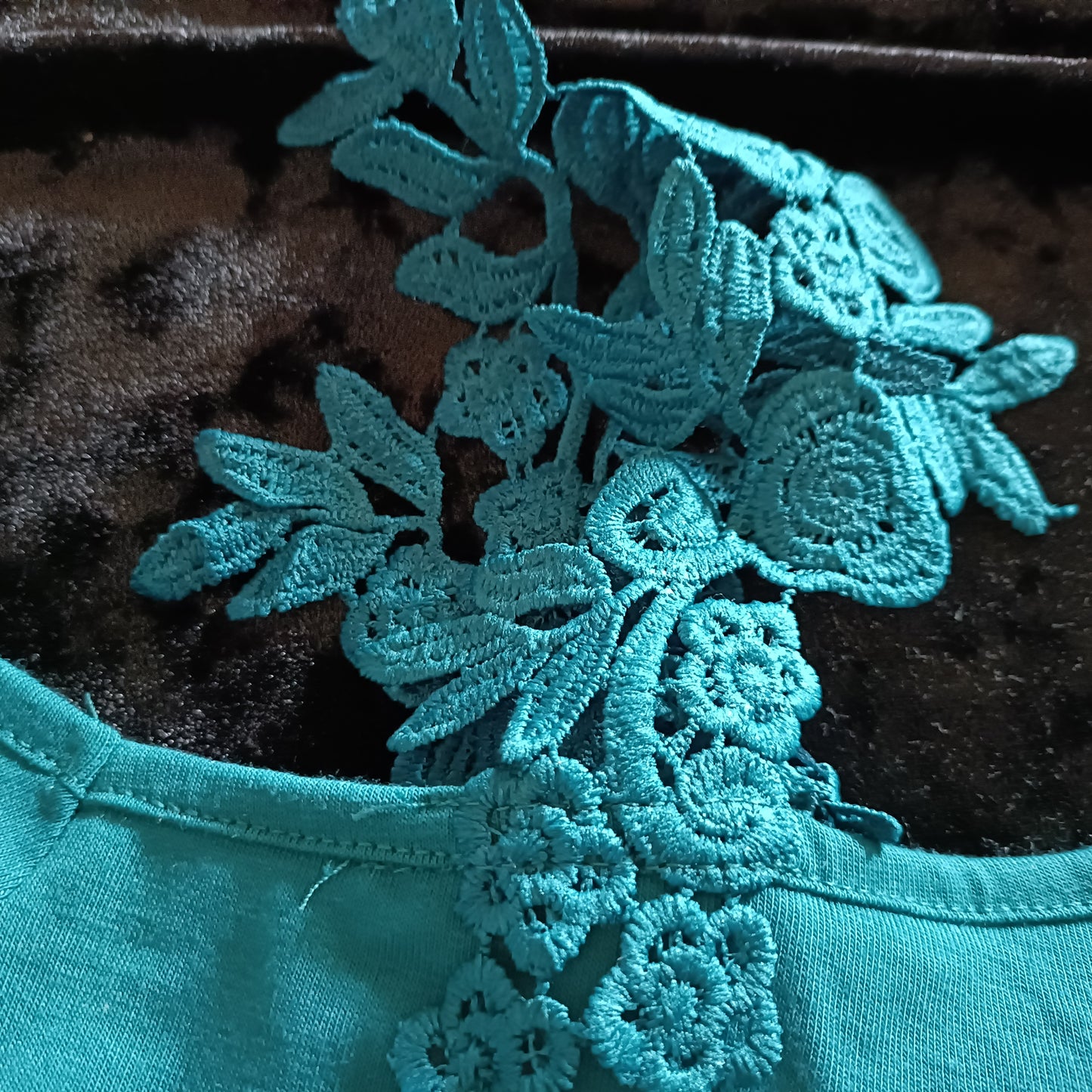 Jade Green Asymmetric Off the Shoulder Lace Strap Blouse/Top