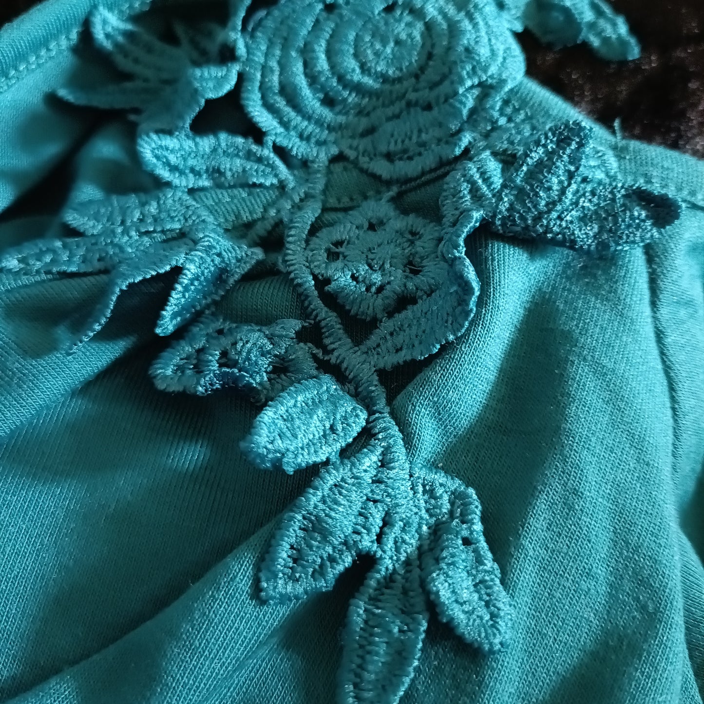 Jade Green Asymmetric Off the Shoulder Lace Strap Blouse/Top