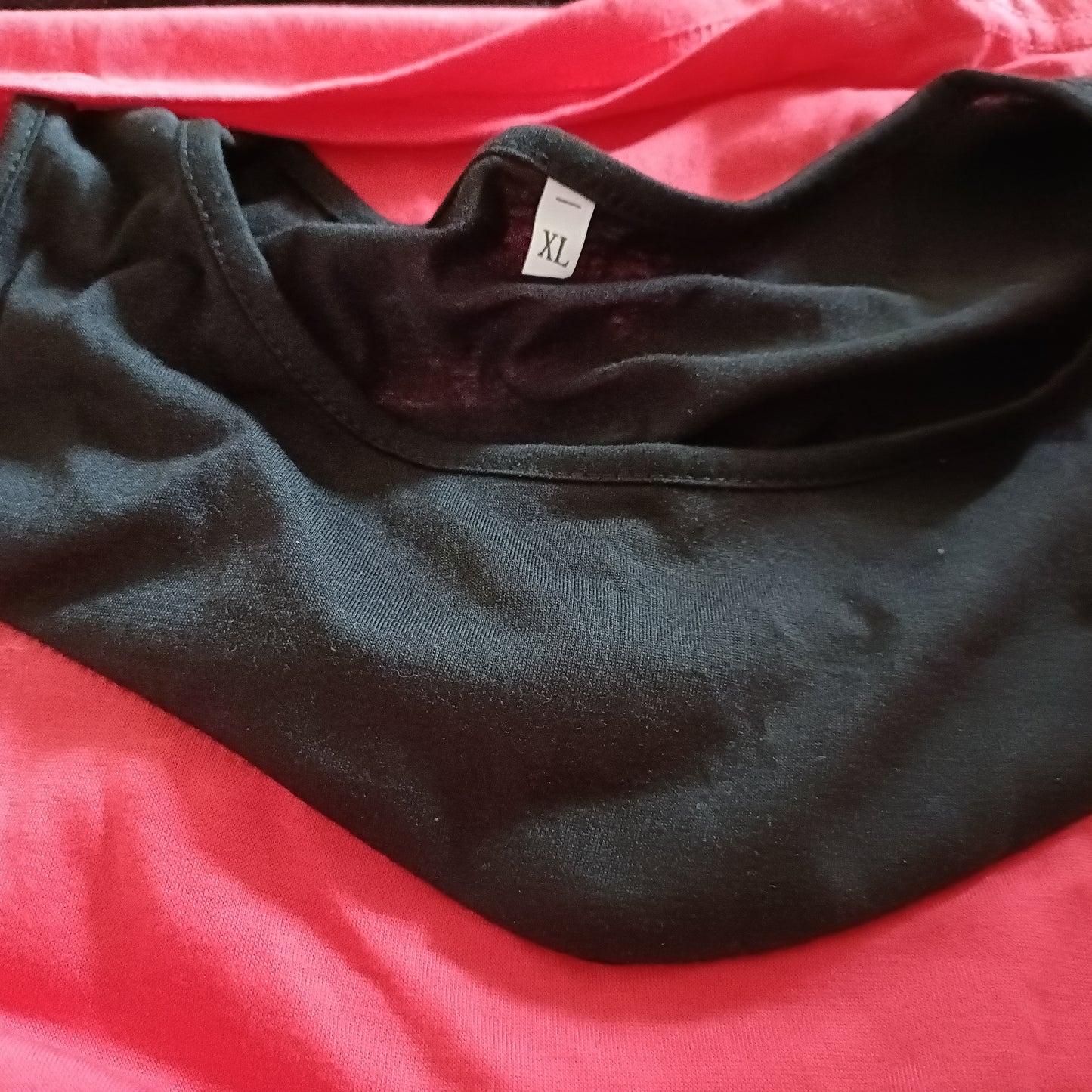 Red and Black Cold Shoulder Top