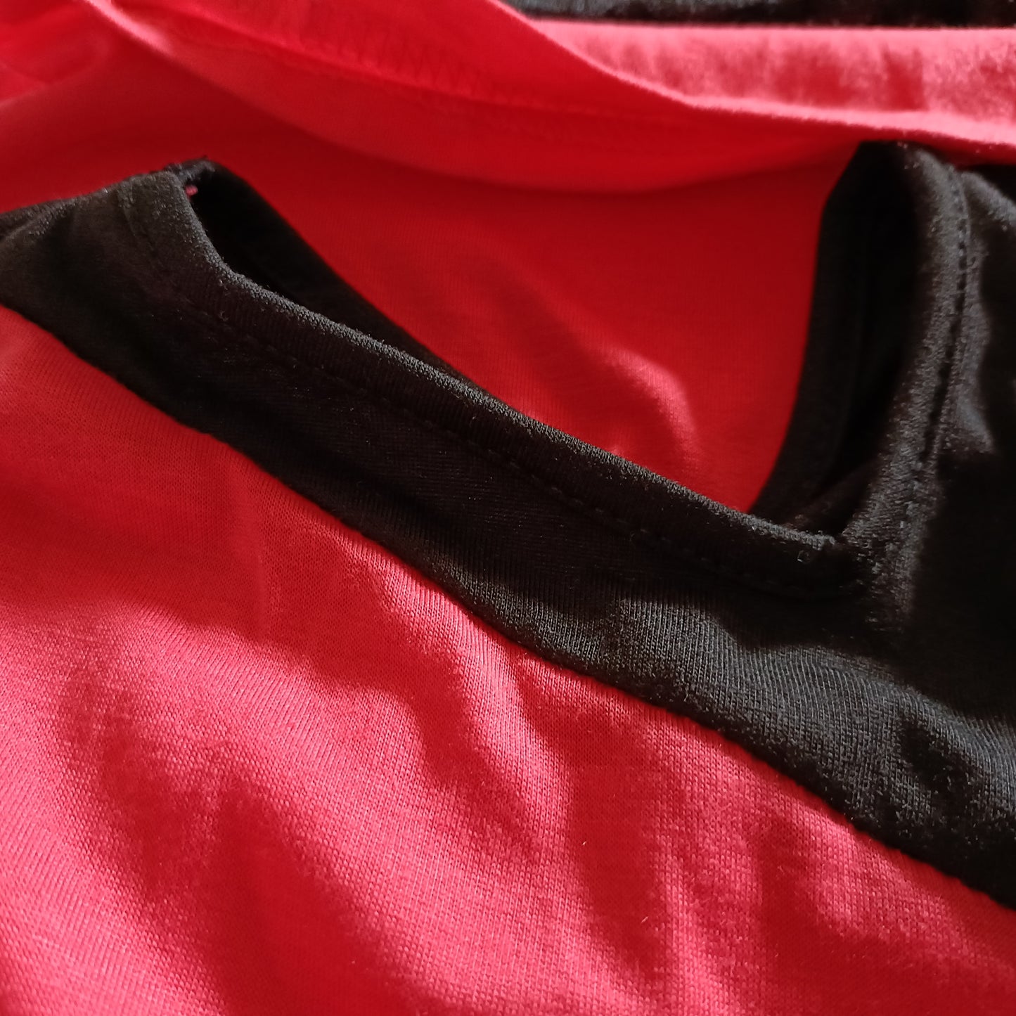 Red and Black Cold Shoulder Top