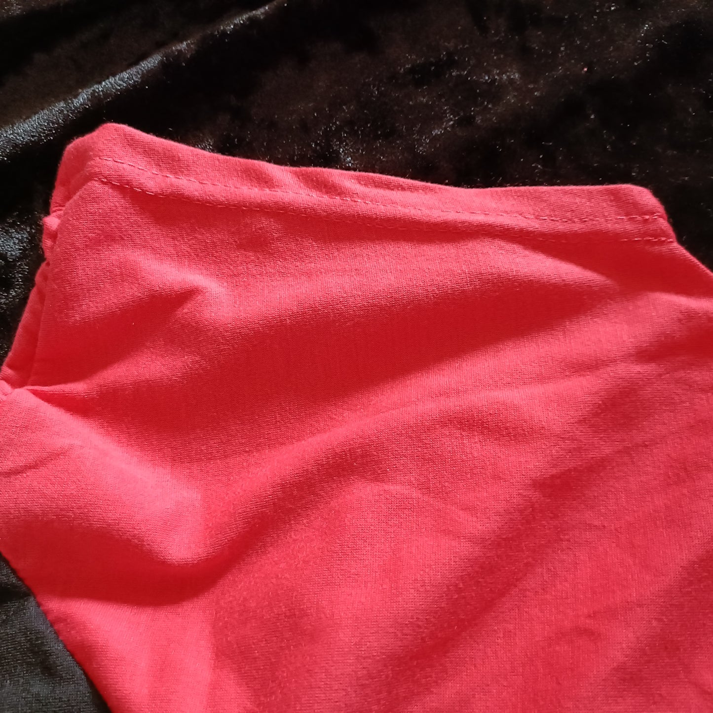Red and Black Cold Shoulder Top