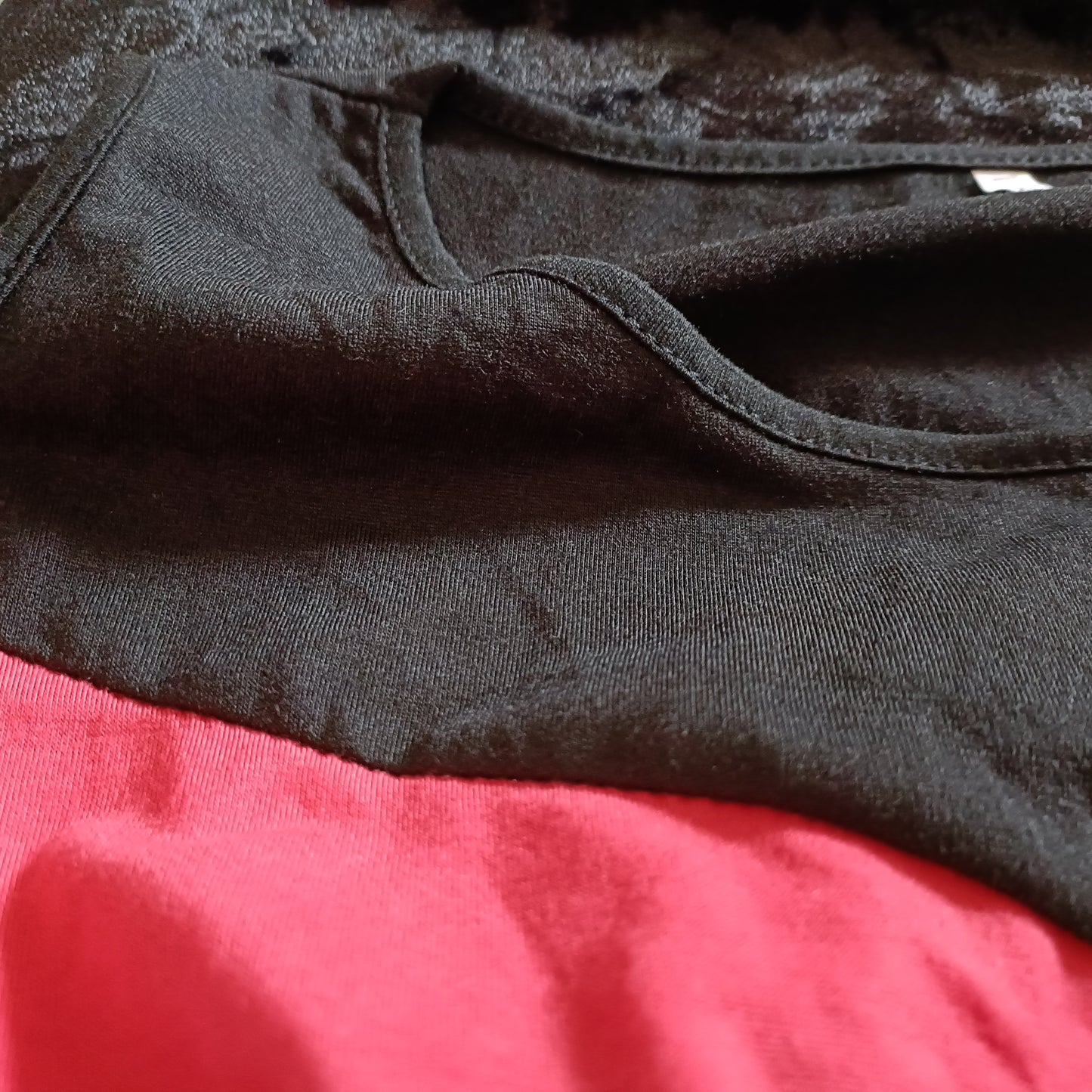 Red and Black Cold Shoulder Top