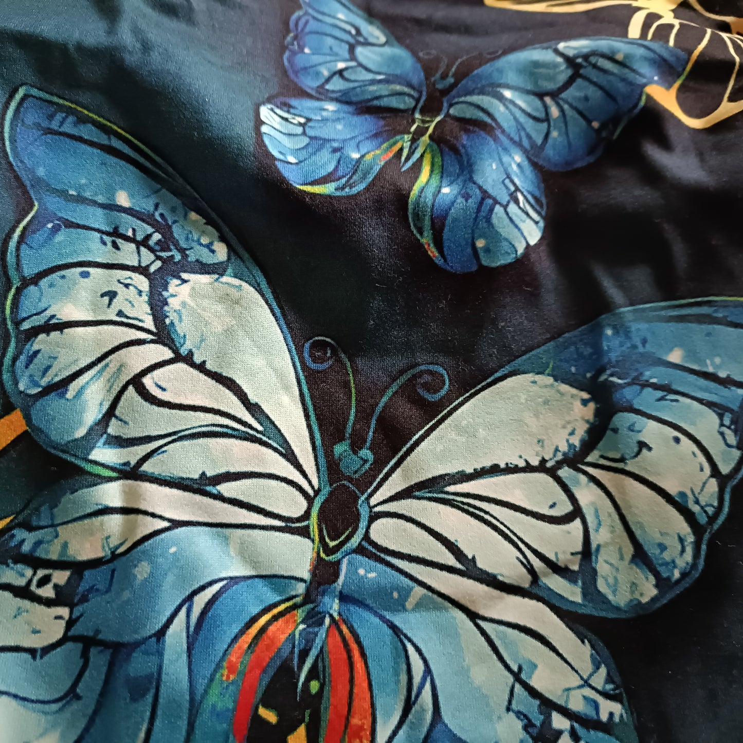 Blue Ombre Butterfly Top with Handkerchief Hem Top