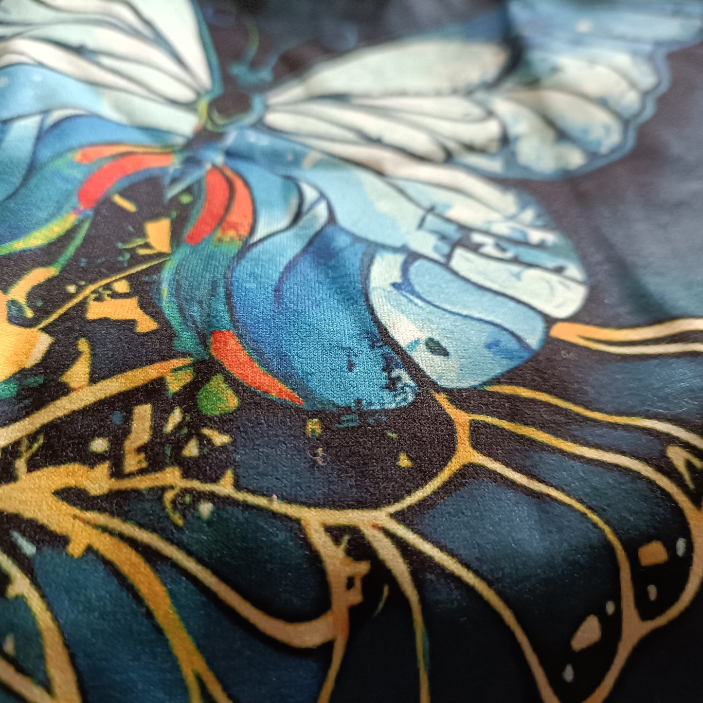 Blue Ombre Butterfly Top with Handkerchief Hem Top