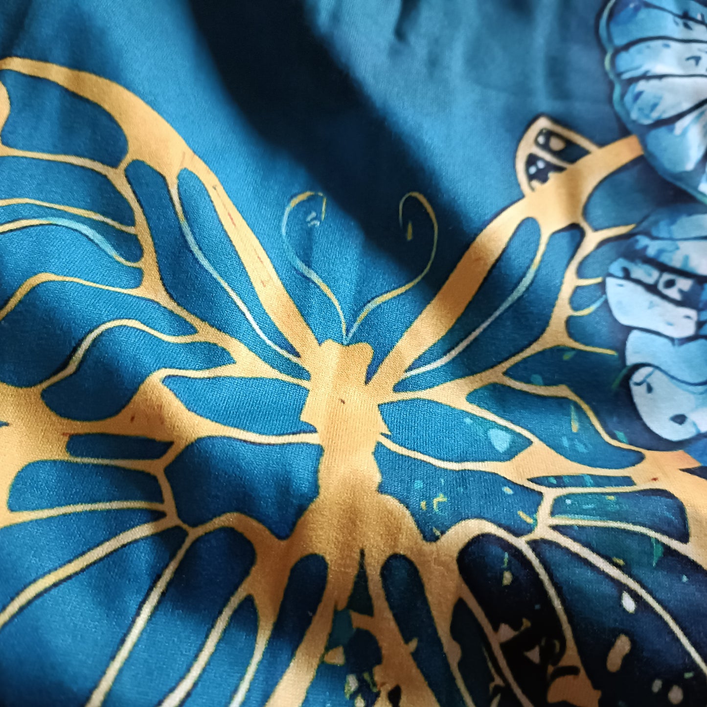 Blue Ombre Butterfly Top with Handkerchief Hem Top