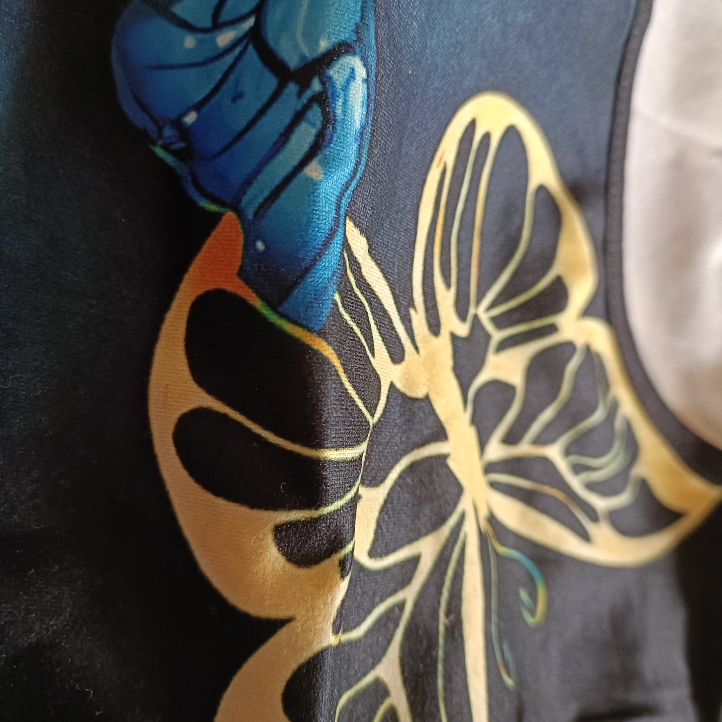 Blue Ombre Butterfly Top with Handkerchief Hem Top
