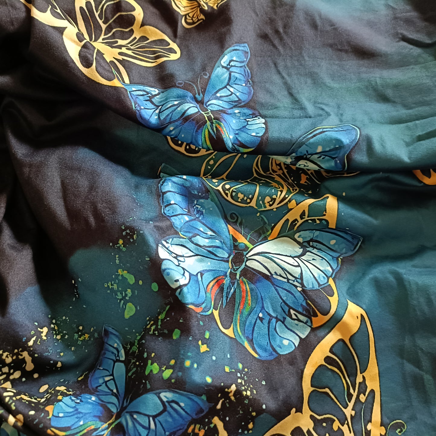 Blue Ombre Butterfly Top with Handkerchief Hem Top