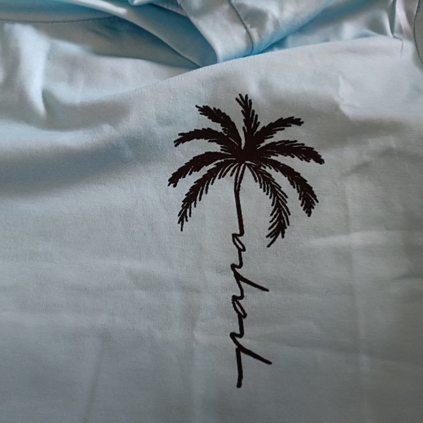 Blue/Pink Ombre T Shirt with Palm Tree Detail
