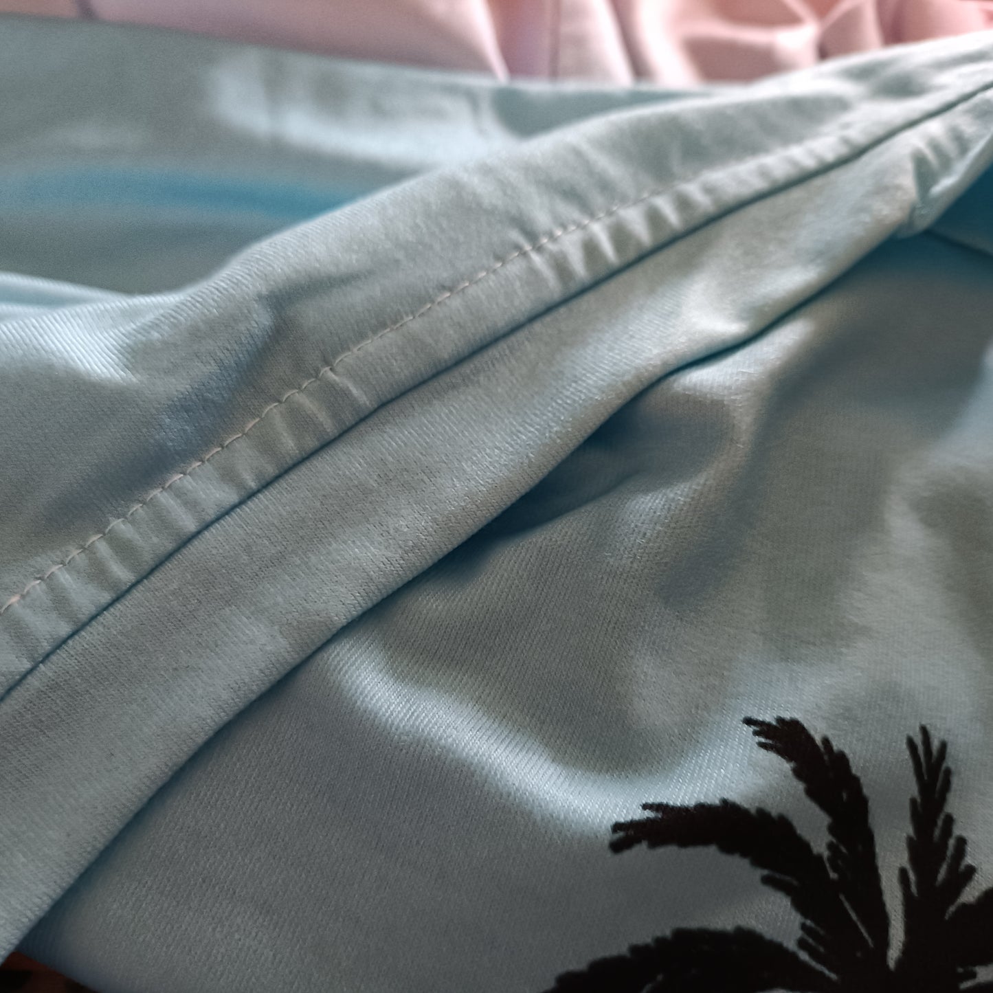 Blue/Pink Ombre T Shirt with Palm Tree Detail