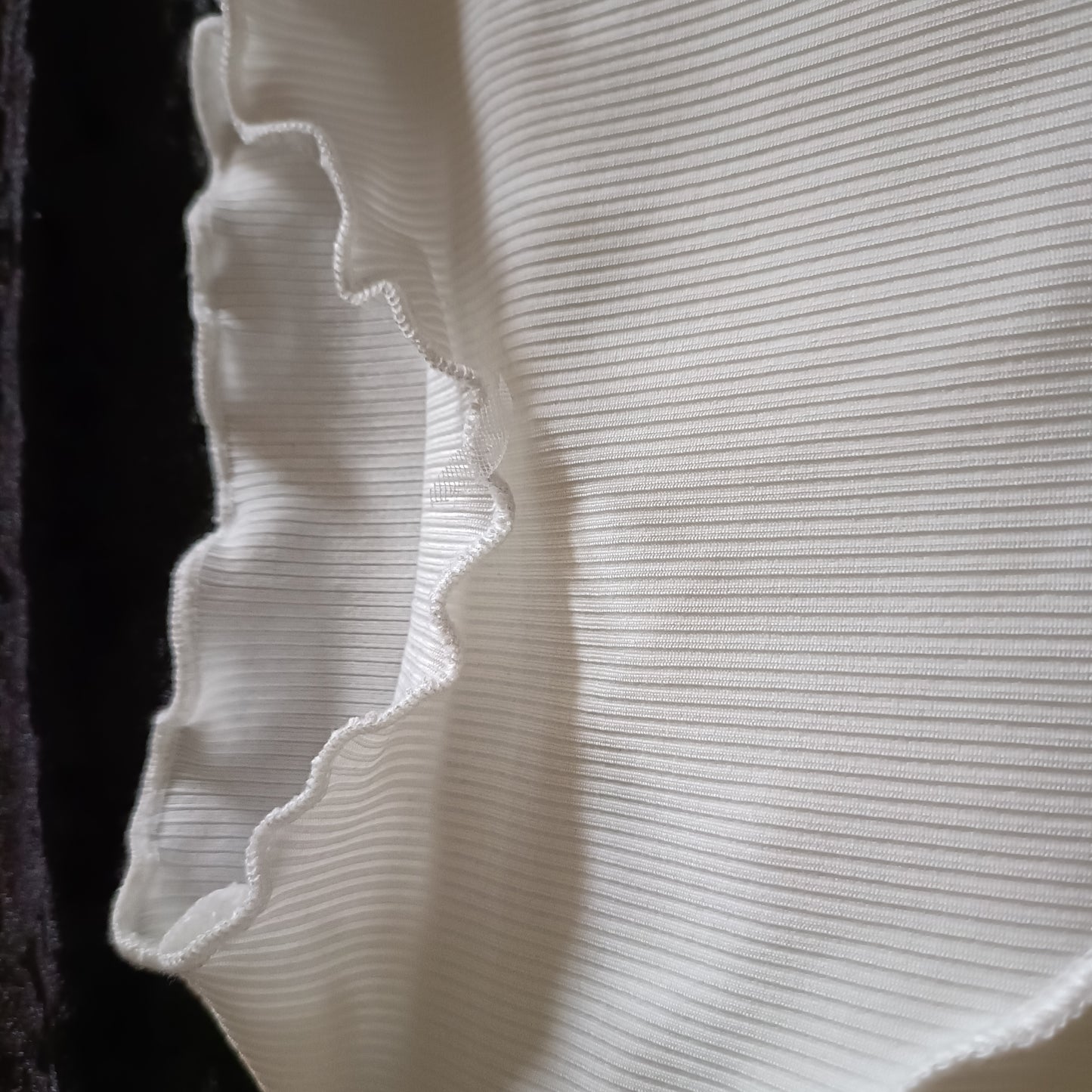 Cream Jumper with Outer Seam Detail, Ruffle Collar and Sleeves
