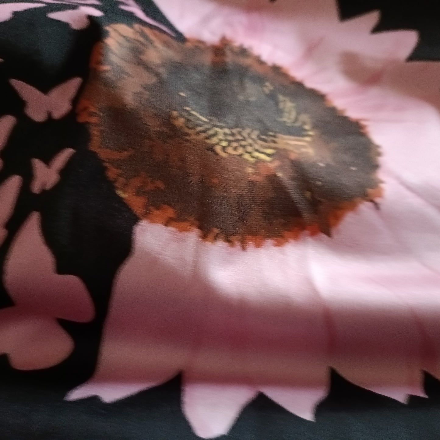 Pink and Black Flame Style Sleeveless Dress with Pink Sunflower and Butterfly Detail