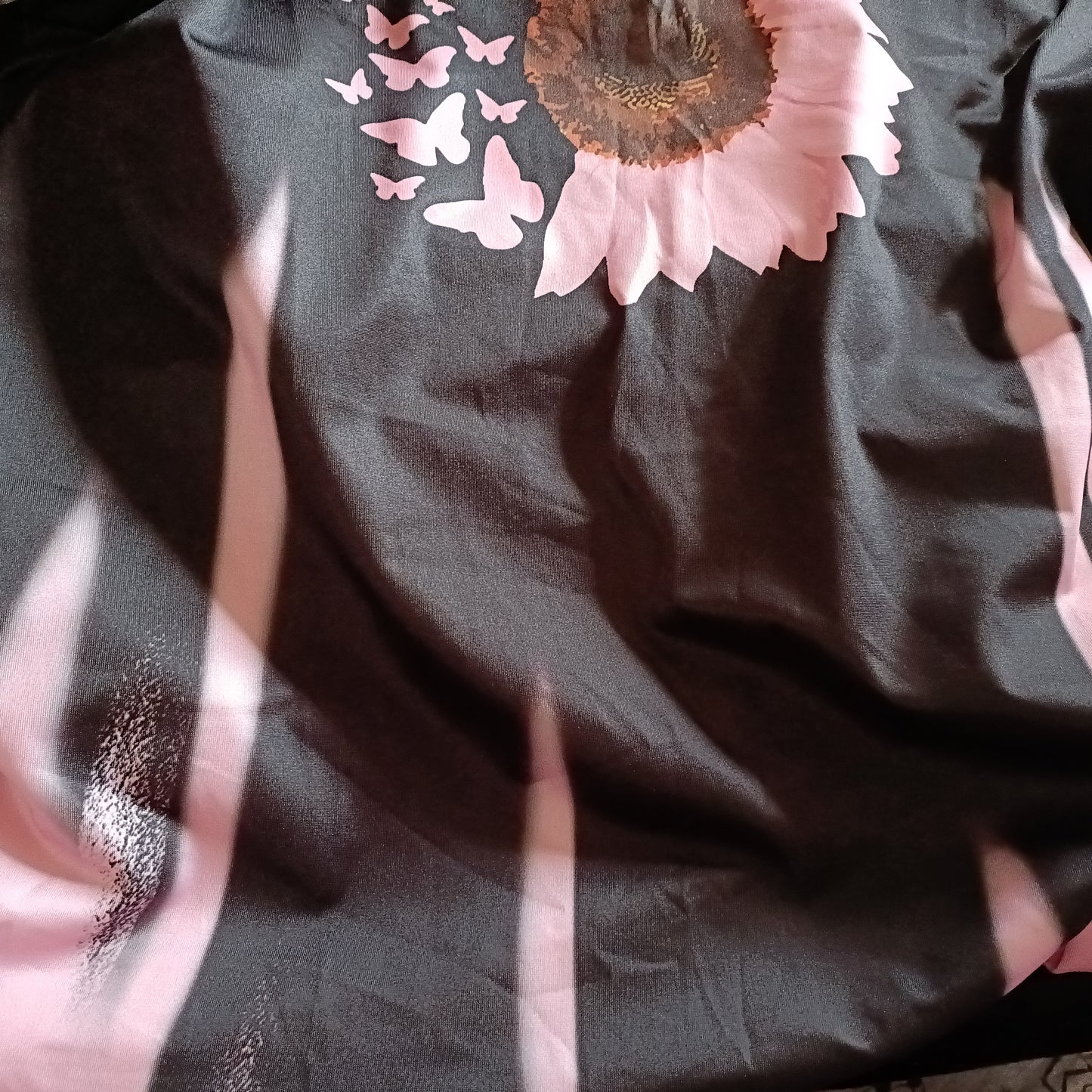 Pink and Black Flame Style Sleeveless Dress with Pink Sunflower and Butterfly Detail