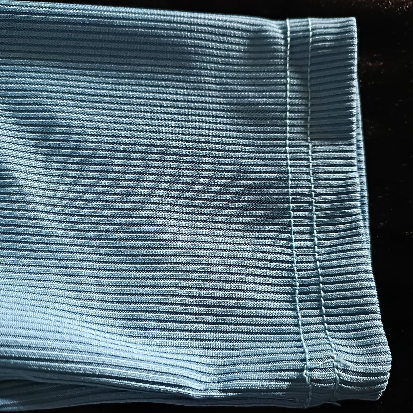 Blue Top with Pearl Neck Trim