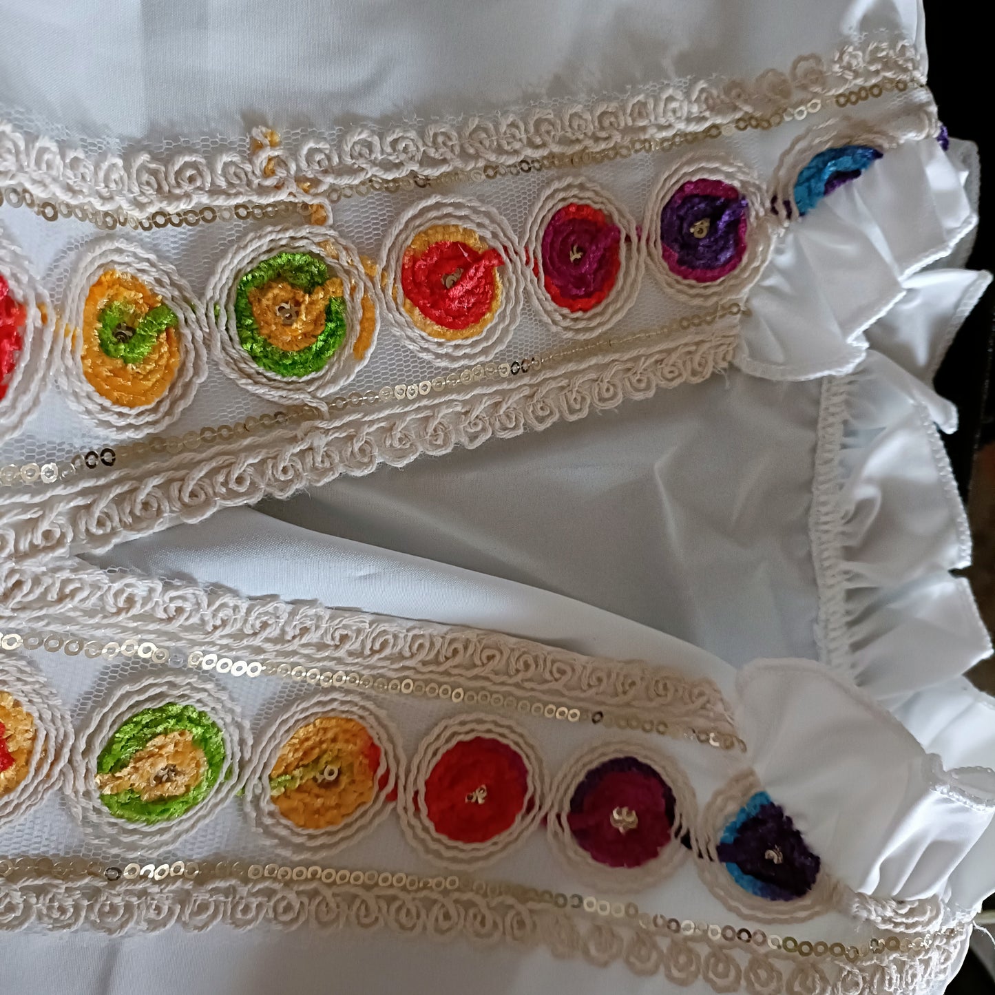 White Blouse with Multi Colour Embroidery Detail