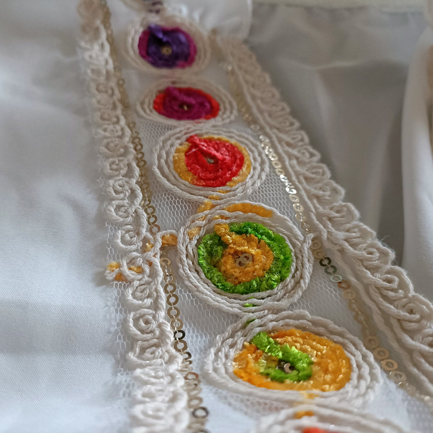 White Blouse with Multi Colour Embroidery Detail