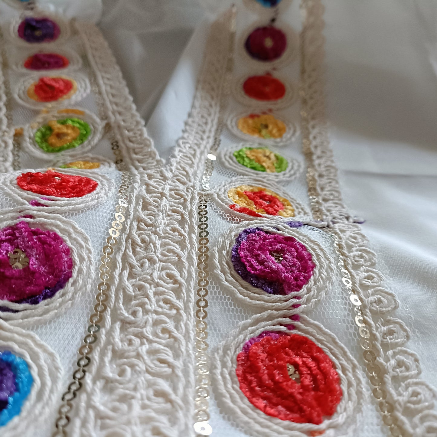 White Blouse with Multi Colour Embroidery Detail