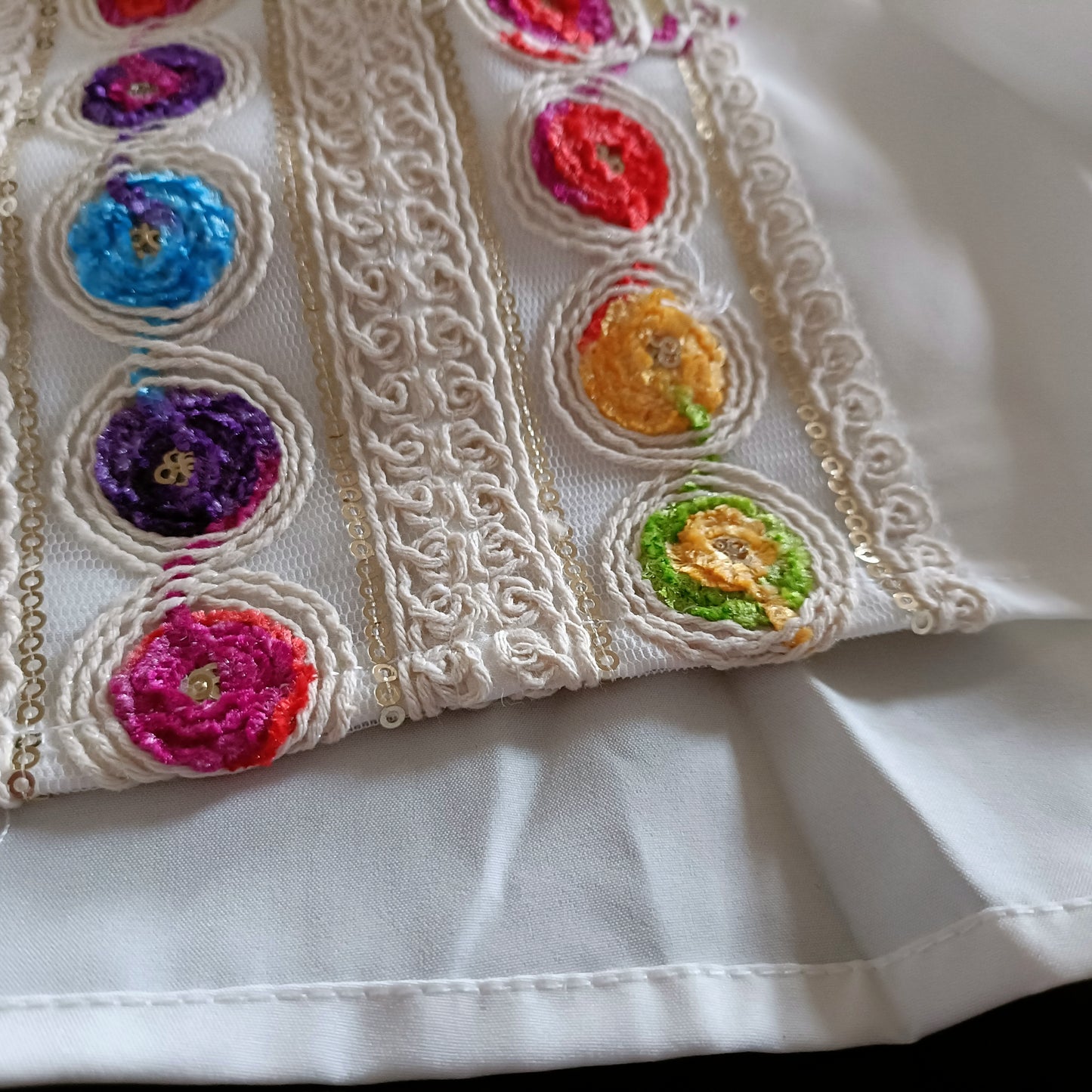 White Blouse with Multi Colour Embroidery Detail