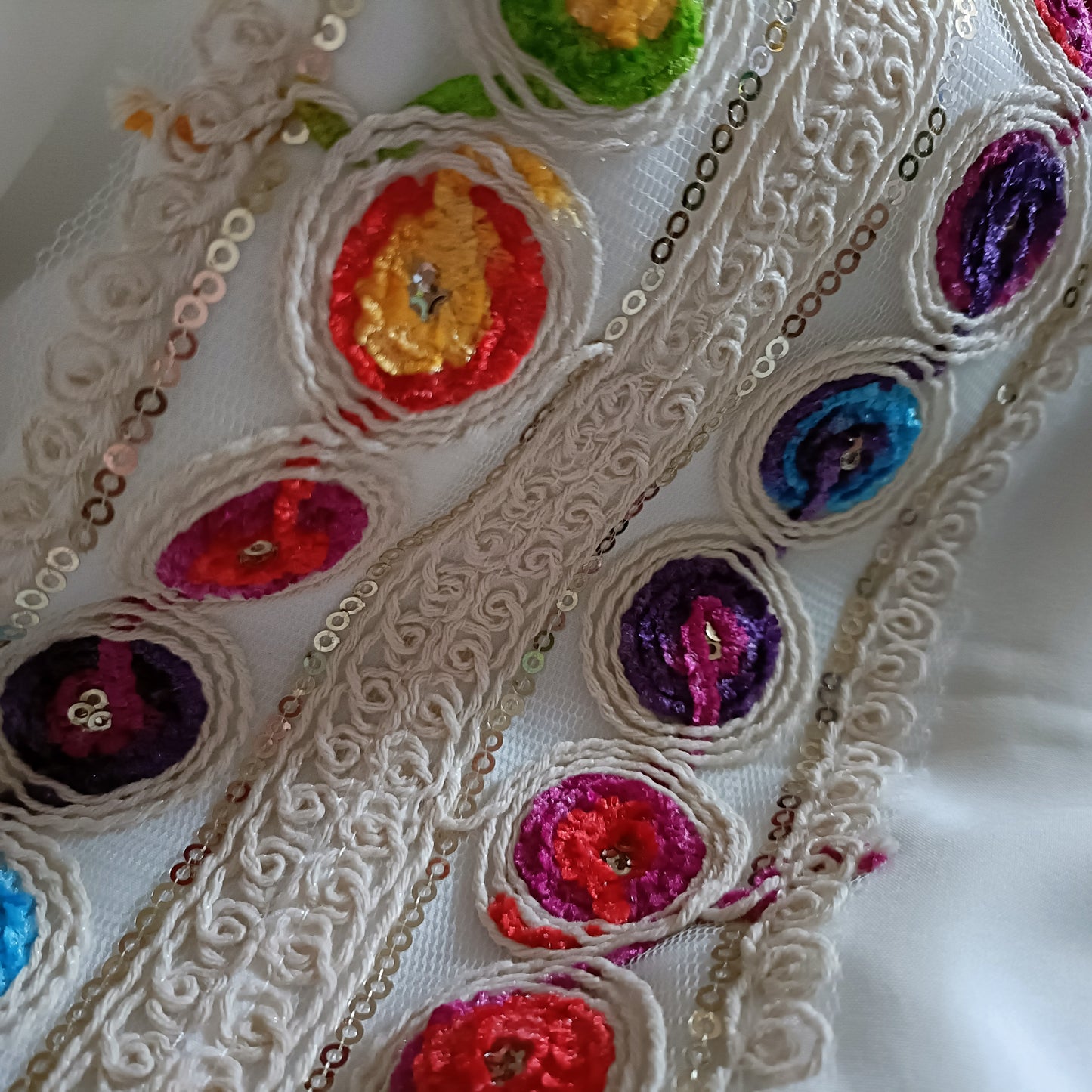 White Blouse with Multi Colour Embroidery Detail