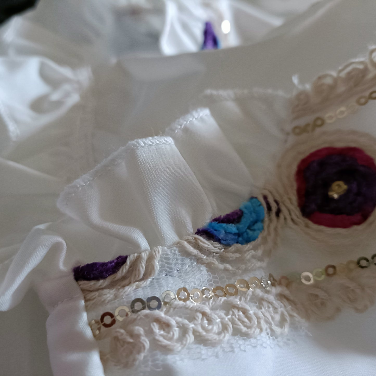 White Blouse with Multi Colour Embroidery Detail