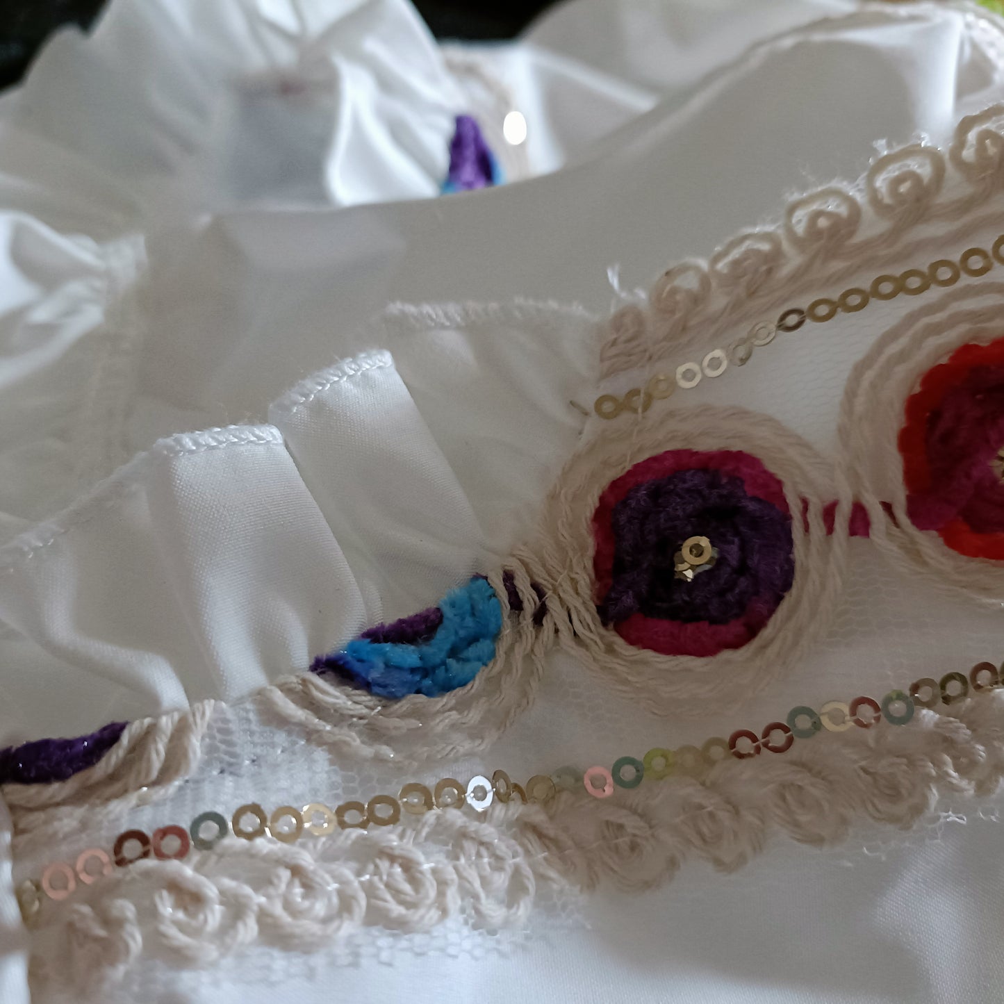 White Blouse with Multi Colour Embroidery Detail