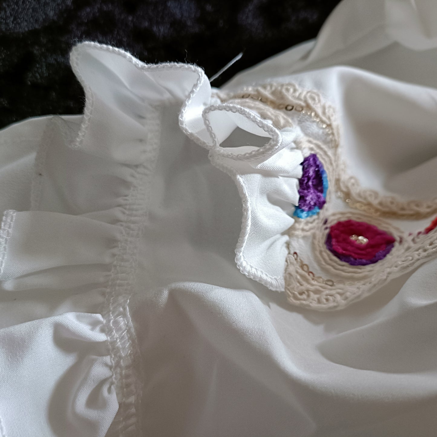 White Blouse with Multi Colour Embroidery Detail