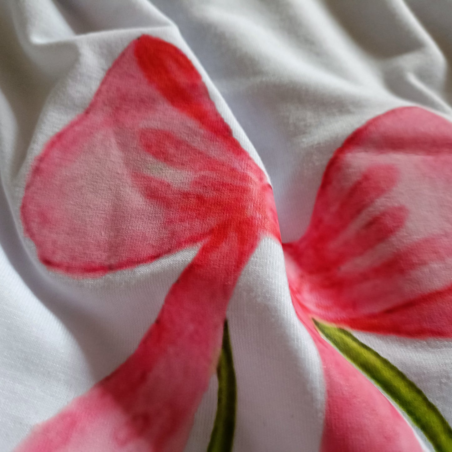 White Short Sleeve T Shirt with Cherry and Bow Print