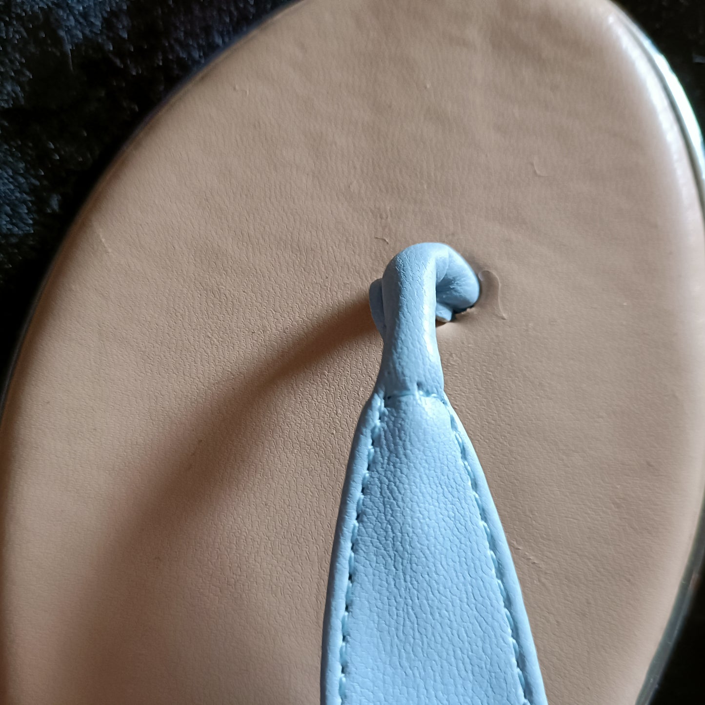 Light Blue T Strap Sandal with Metal detail and Buckle closure