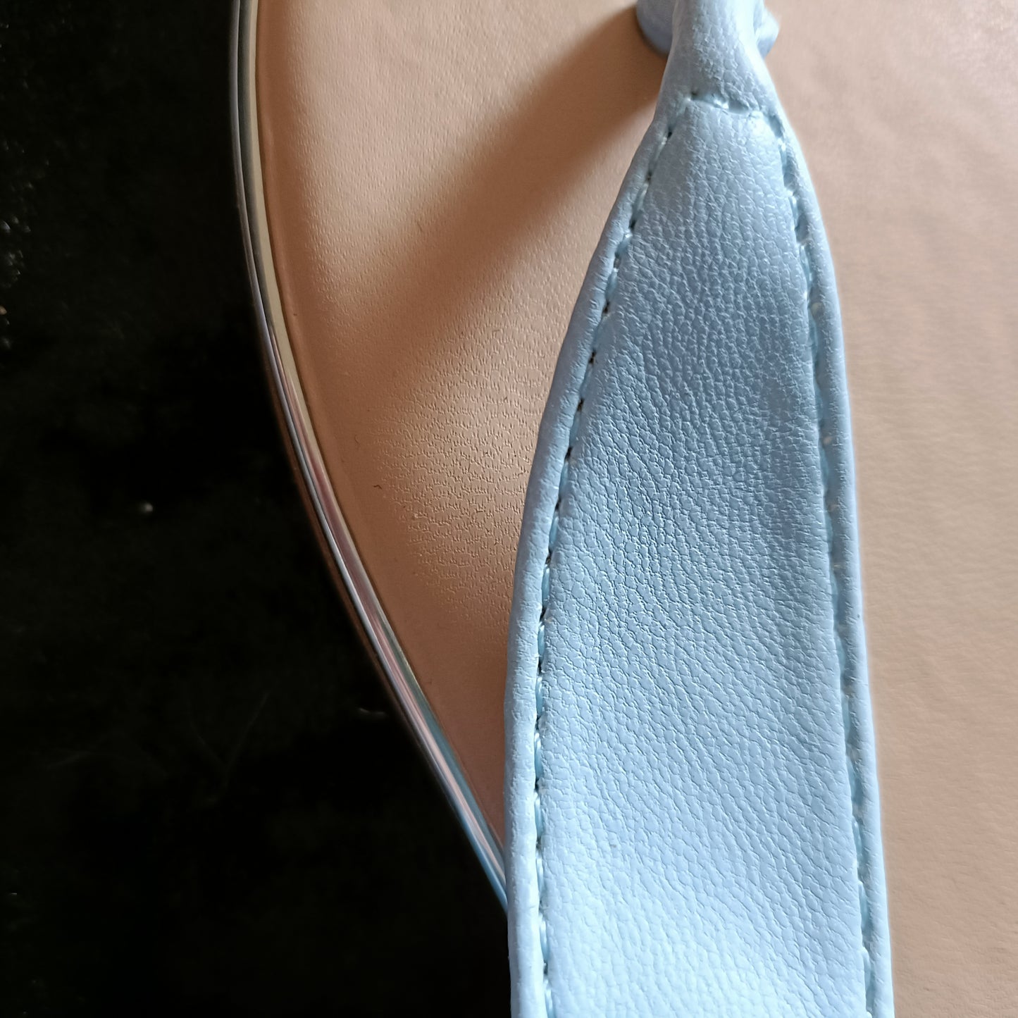 Light Blue T Strap Sandal with Metal detail and Buckle closure