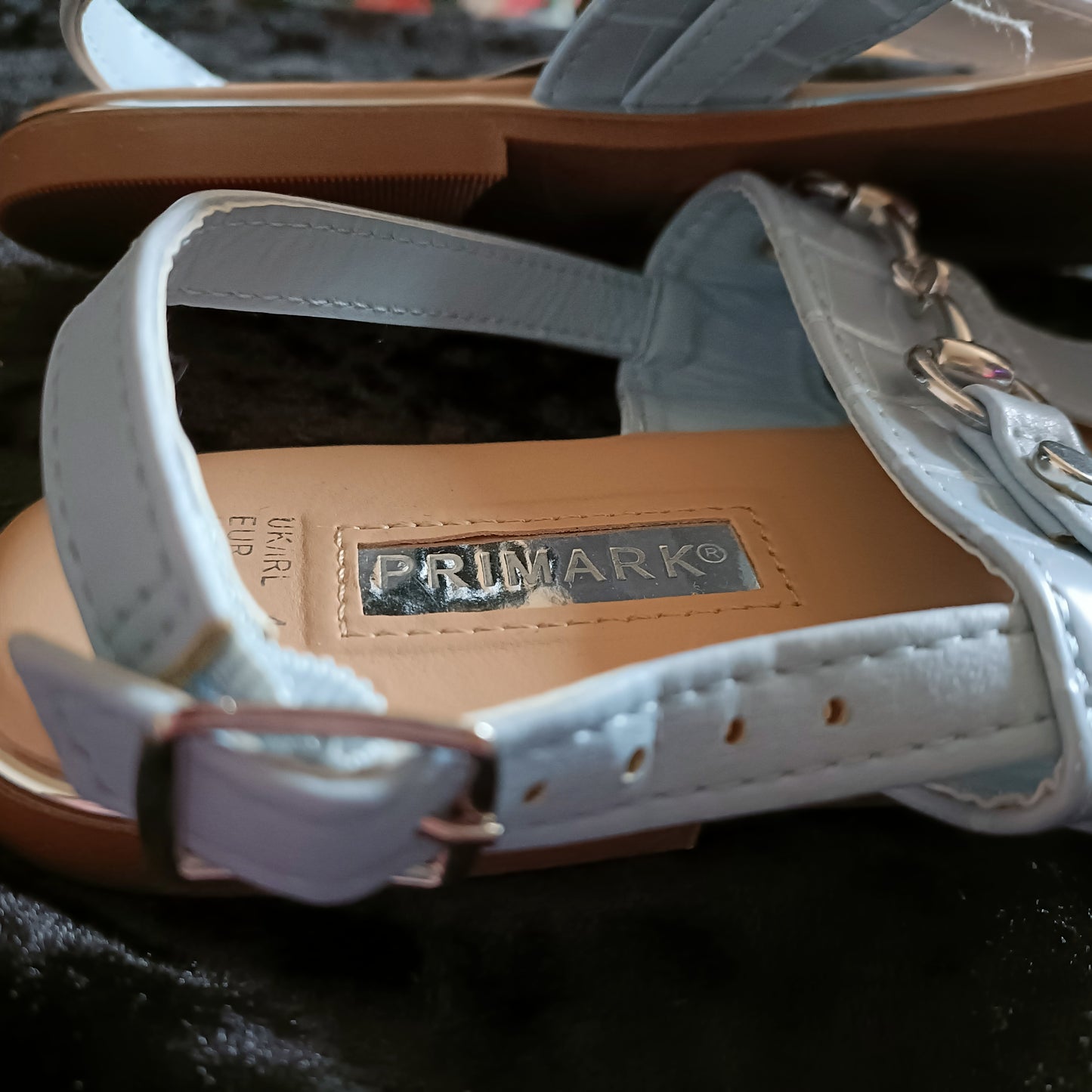 Light Blue T Strap Sandal with Metal detail and Buckle closure