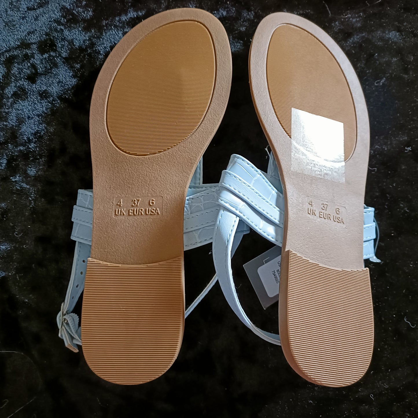 Light Blue T Strap Sandal with Metal detail and Buckle closure