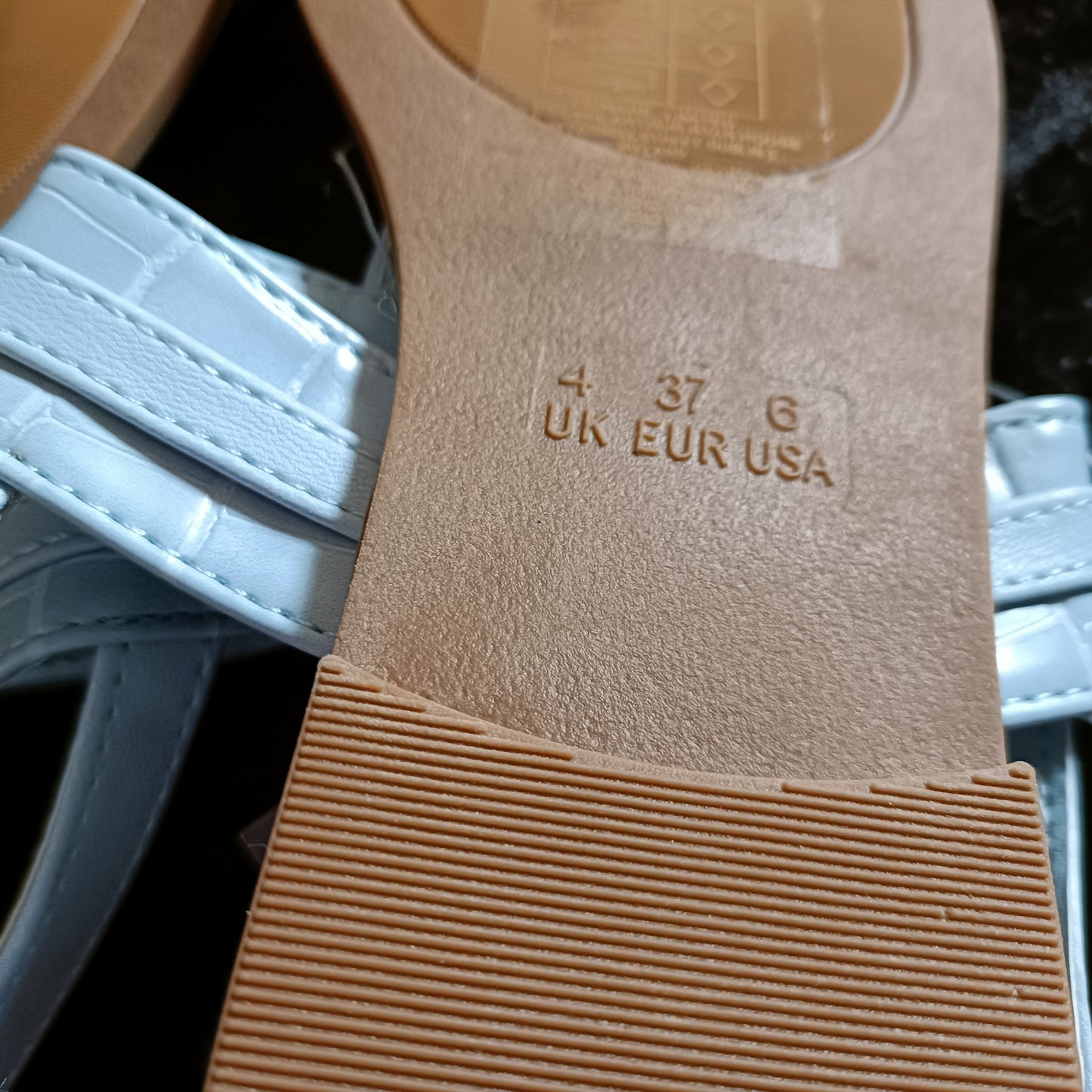 Light Blue T Strap Sandal with Metal detail and Buckle closure
