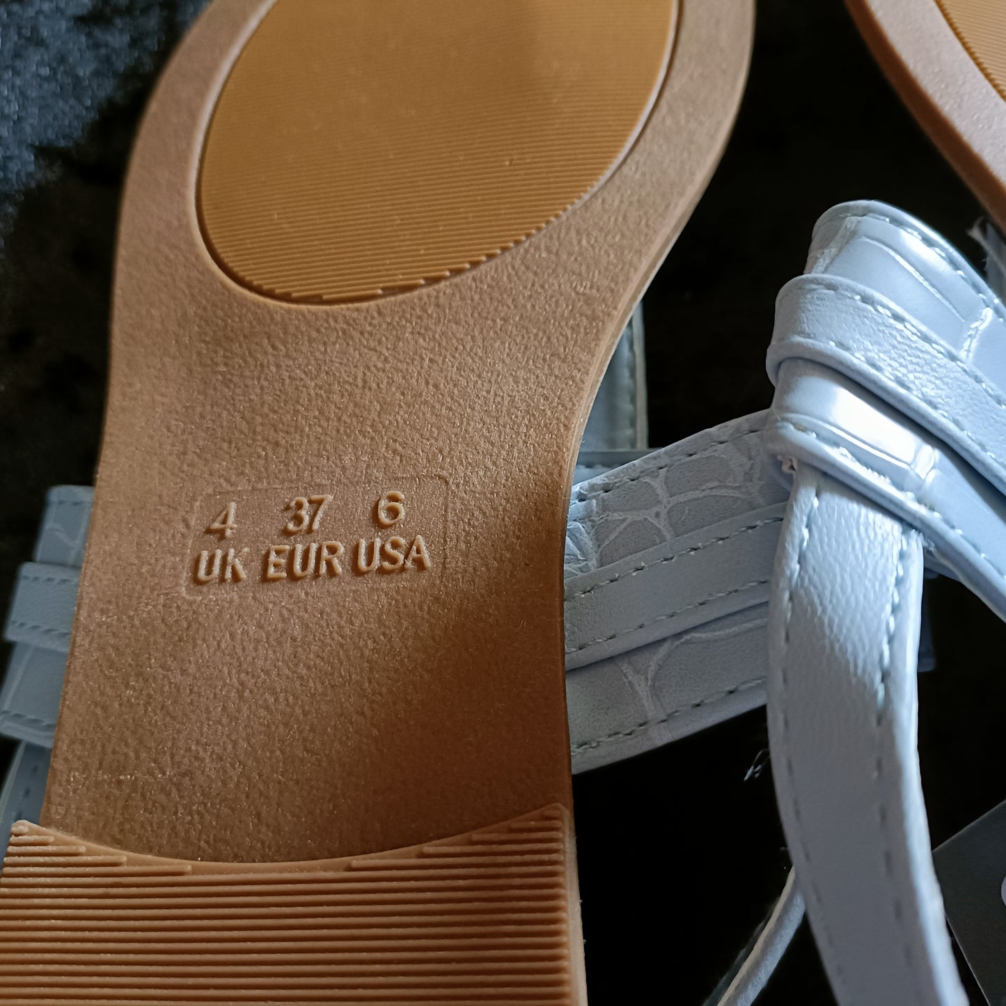 Light Blue T Strap Sandal with Metal detail and Buckle closure