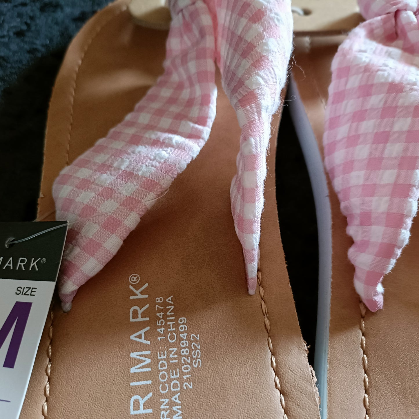 Pink Gingham Flip Flops